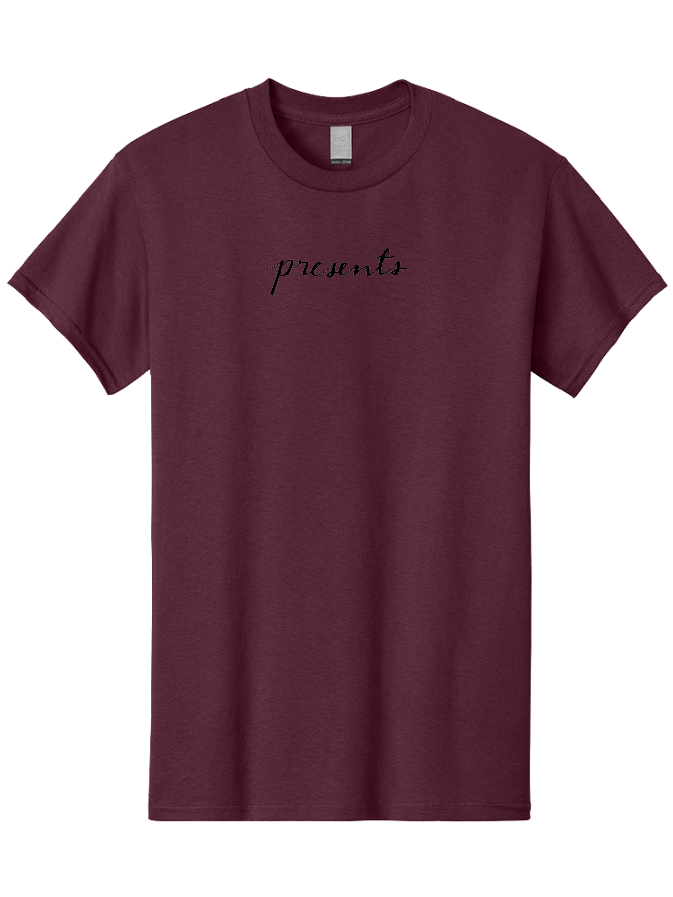 Presents Men'S Graphic Tee, 100% Cotton, Comfortable Casual Summer Wear, Machine Washable, Elegant Script, Cursive Font, Gift Giving, Special Occasions, Black Text, Minimalist Design, Simple Elegance, Classy Typography Aab056 13