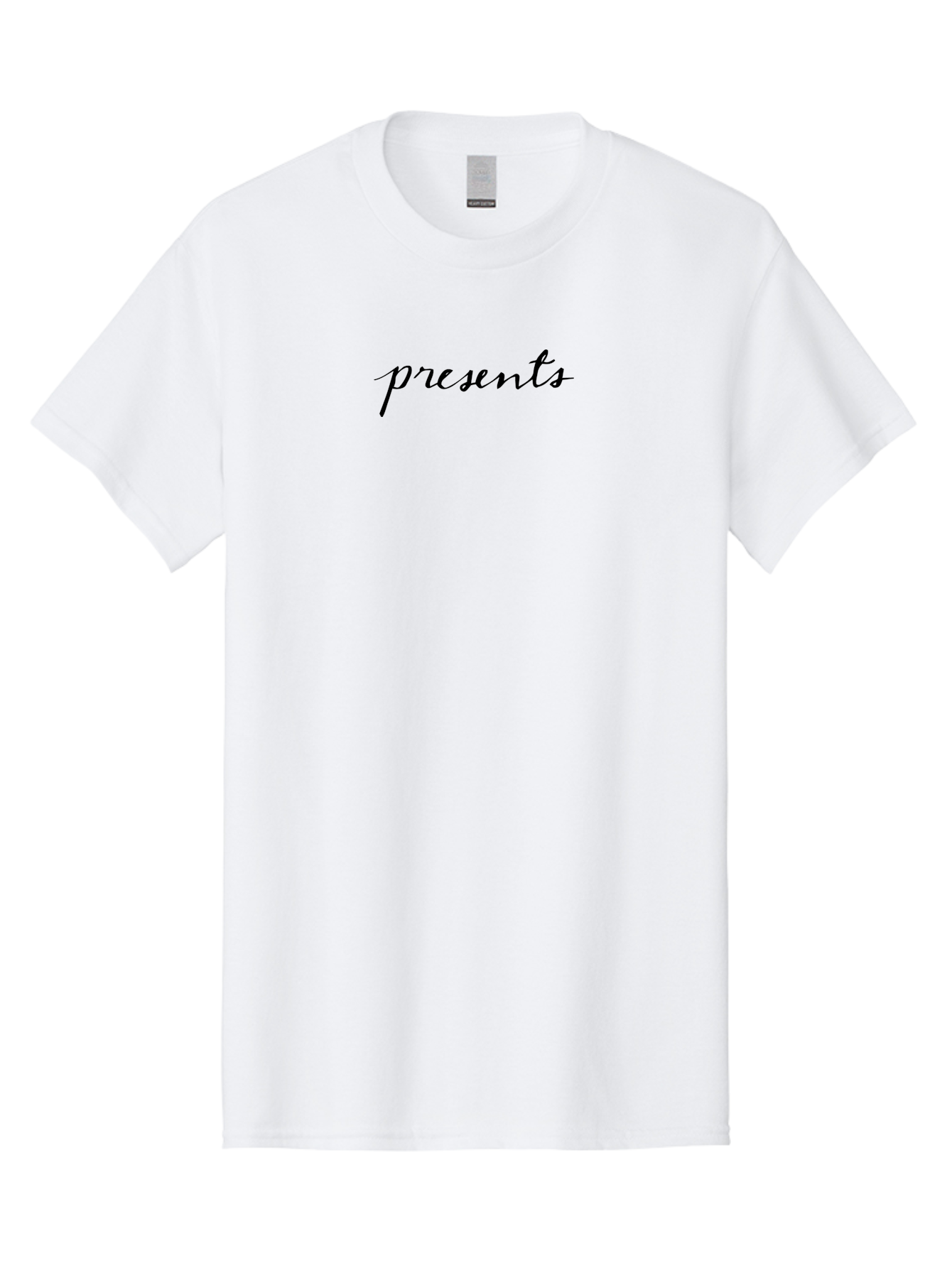 Presents Men'S Graphic Tee, 100% Cotton, Comfortable Casual Summer Wear, Machine Washable, Elegant Script, Cursive Font, Gift Giving, Special Occasions, Black Text, Minimalist Design, Simple Elegance, Classy Typography Aab056 29