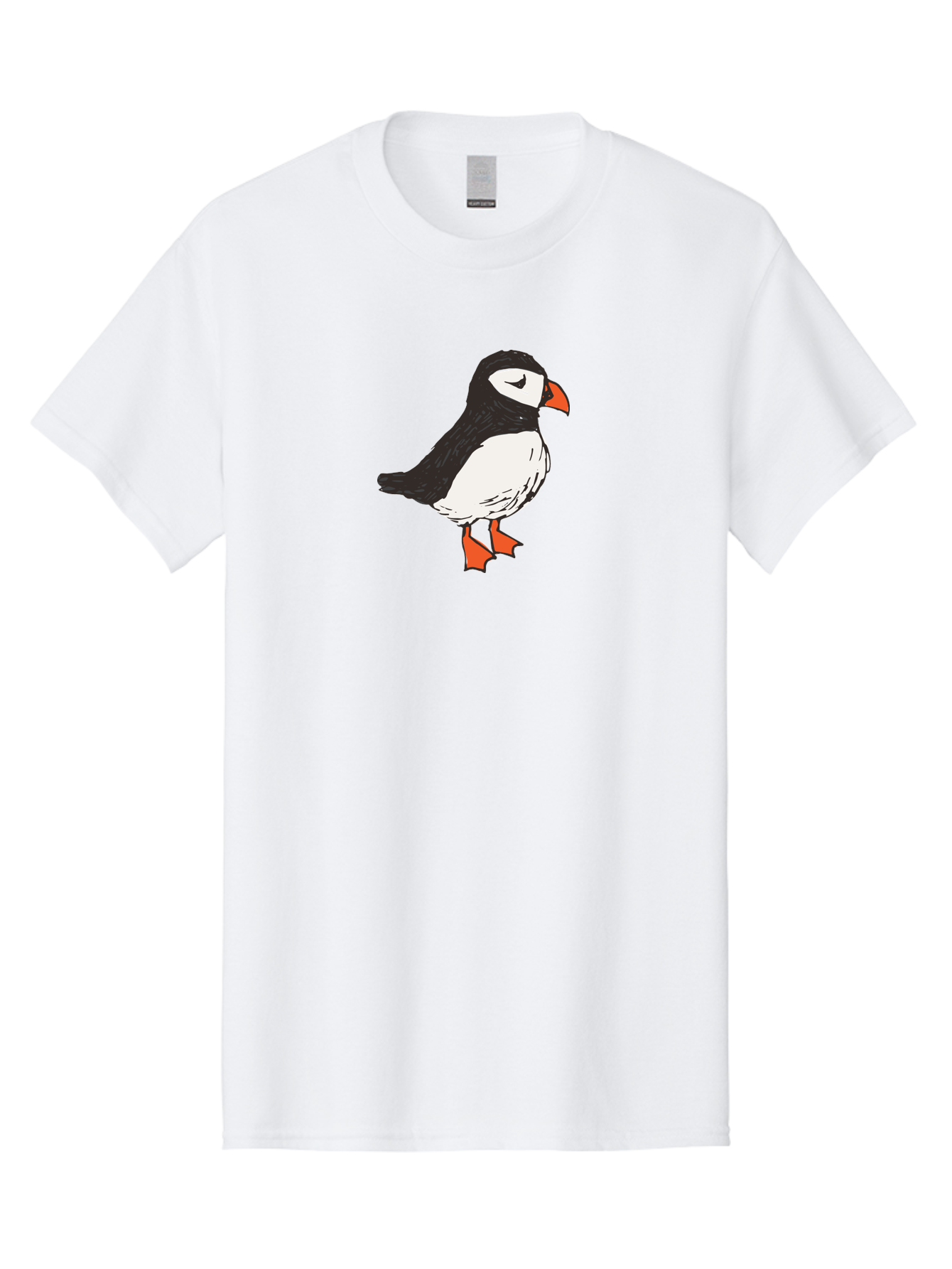 Puffin Men'S Graphic Tee, 100% Cotton, Comfortable Casual Summer Wear, Machine Washable, Cartoon Puffin, Black And White Bird, Orange Beak, Orange Feet, Seabird, Wildlife Illustration, Cute Animal, Hand-Drawn Art Aab057 13
