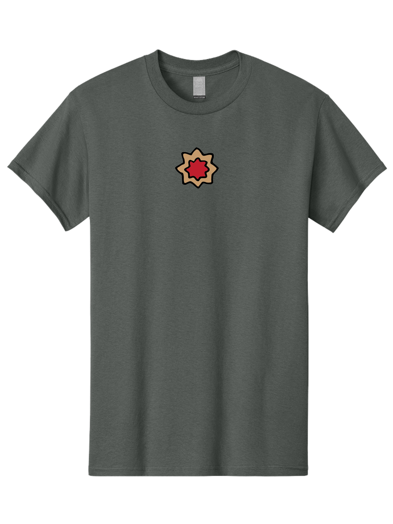 Red-And-Beige-Star Men'S Graphic Tee, 100% Cotton, Comfortable Casual Summer Wear, Machine Washable, Red Star, Tan Star, Black Outline, Star Shape, Abstract Design, Geometric Pattern, Simple Illustration, Minimalist Art Aab061 3