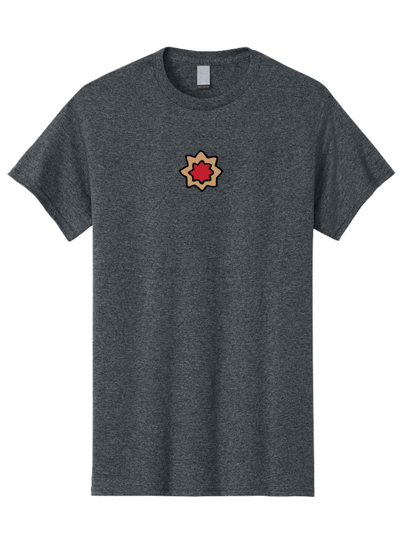 Red-And-Beige-Star Men'S Graphic Tee, 100% Cotton, Comfortable Casual Summer Wear, Machine Washable, Red Star, Tan Star, Black Outline, Star Shape, Abstract Design, Geometric Pattern, Simple Illustration, Minimalist Art Aab061 7