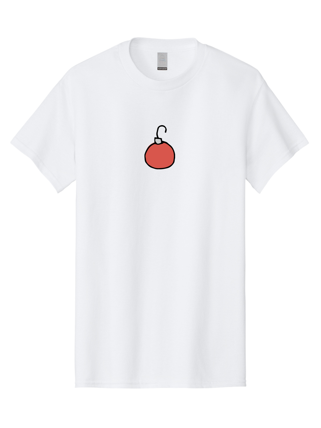 Red-Bomb Men'S Graphic Tee, 100% Cotton, Comfortable Casual Summer Wear, Machine Washable, Christmas Ornament, Red Decoration, Festive Symbol, Holiday Decor, Cartoon Style, Simple Design, Minimalist Art, Christmas Tree Decoration Aab065 5