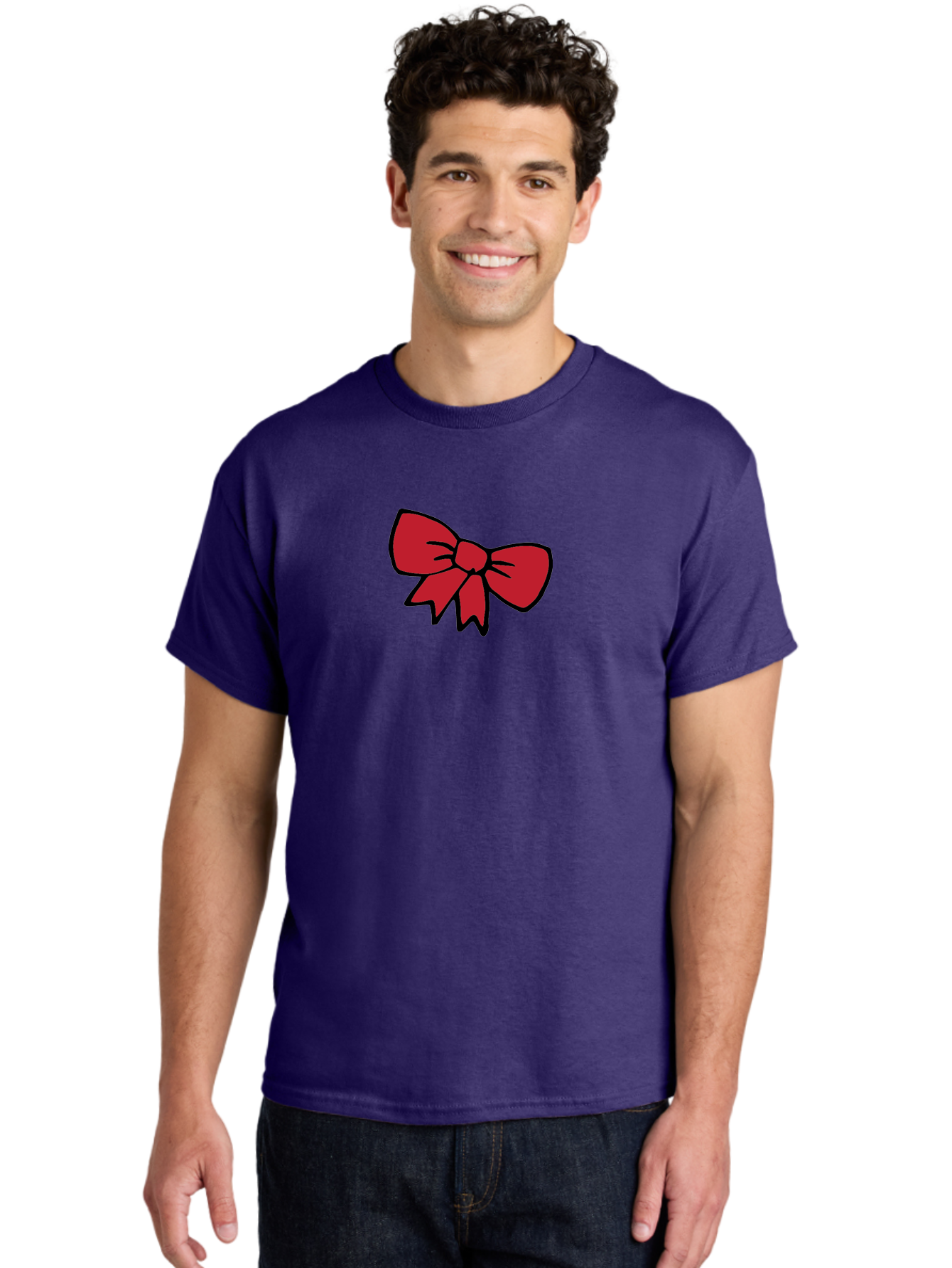Red-Bow-3 Men'S Graphic Tee, 100% Cotton, Comfortable Casual Summer Wear, Machine Washable, Red Bow, Gift Wrapping, Festive Decor, Holiday Theme, Decorative Element, Cartoon Illustration, Simple Design Aab068 22