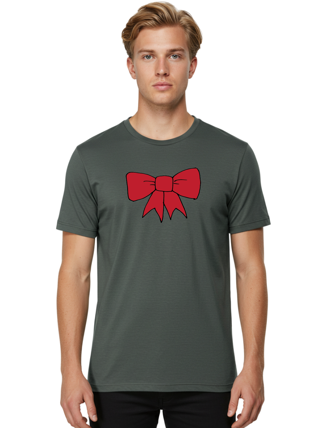 Red-Bow-4 Men'S Graphic Tee, 100% Cotton, Comfortable Casual Summer Wear, Machine Washable, Red Bow, Gift Decoration, Festive Symbol, Ribbon Accessory, Holiday Decor, Christmas Gift, Elegant Design Aab069 22