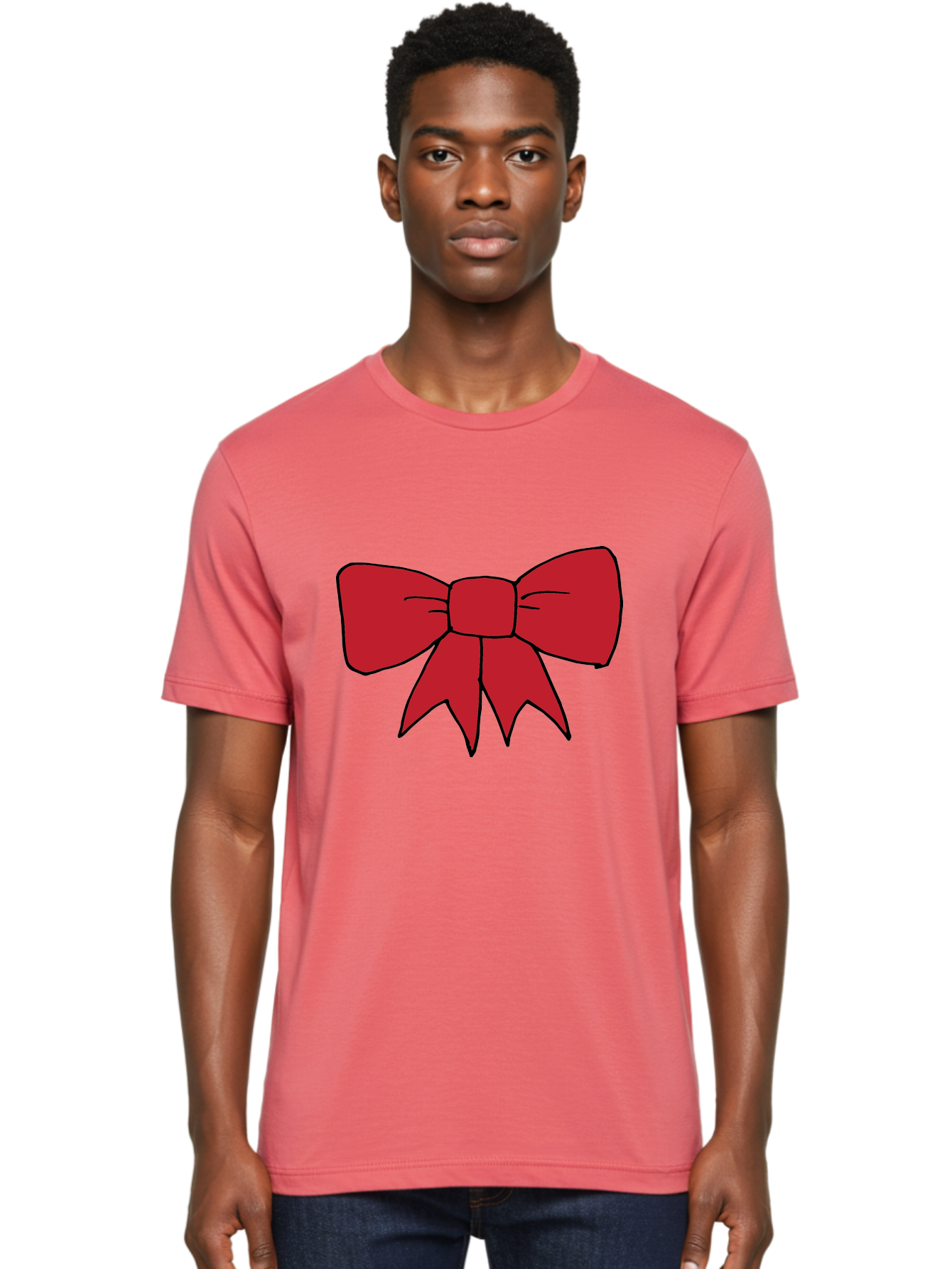 Red-Bow-4 Men'S Graphic Tee, 100% Cotton, Comfortable Casual Summer Wear, Machine Washable, Red Bow, Gift Decoration, Festive Symbol, Ribbon Accessory, Holiday Decor, Christmas Gift, Elegant Design Aab069 14
