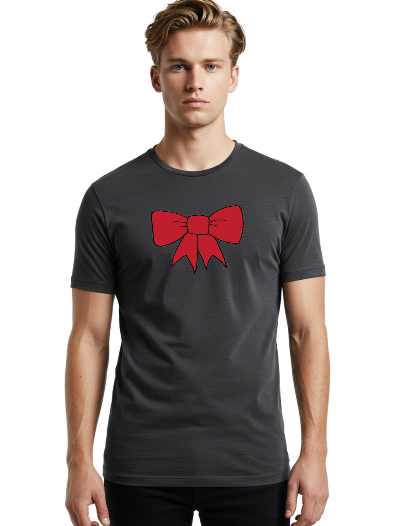 Red-Bow-4 Men'S Graphic Tee, 100% Cotton, Comfortable Casual Summer Wear, Machine Washable, Red Bow, Gift Decoration, Festive Symbol, Ribbon Accessory, Holiday Decor, Christmas Gift, Elegant Design Aab069 18