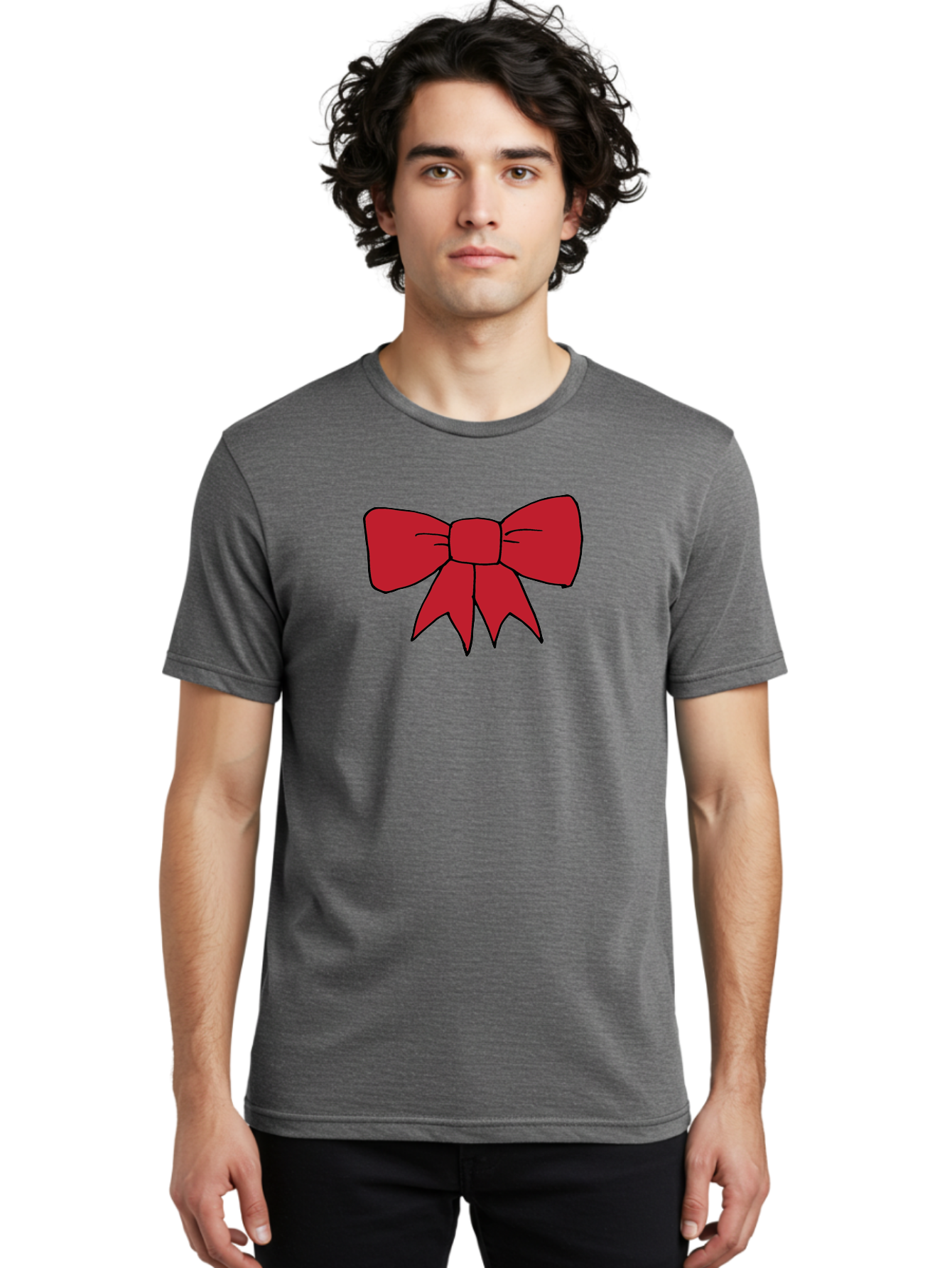 Red-Bow-4 Men'S Graphic Tee, 100% Cotton, Comfortable Casual Summer Wear, Machine Washable, Red Bow, Gift Decoration, Festive Symbol, Ribbon Accessory, Holiday Decor, Christmas Gift, Elegant Design Aab069 4
