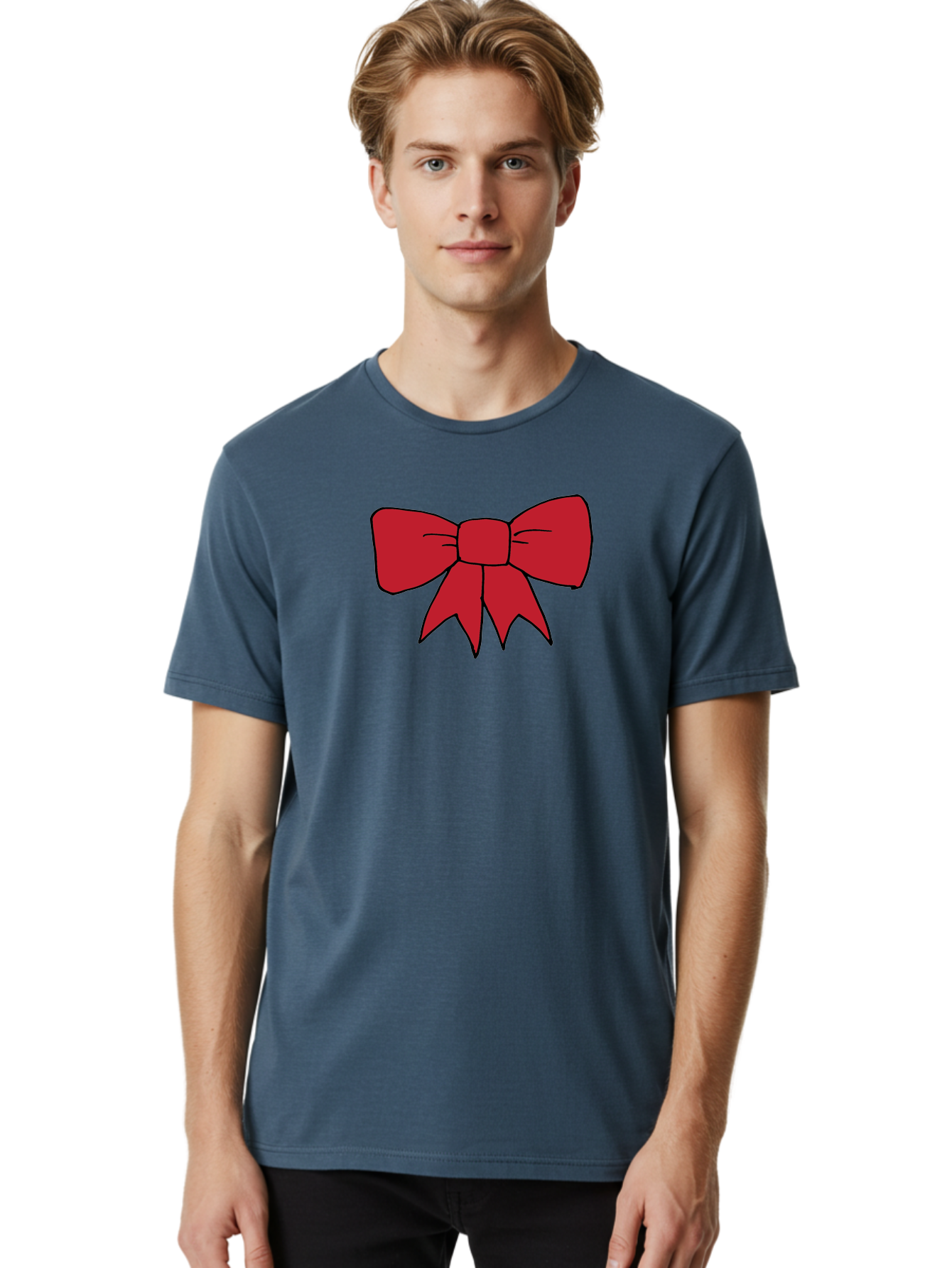 Red-Bow-4 Men'S Graphic Tee, 100% Cotton, Comfortable Casual Summer Wear, Machine Washable, Red Bow, Gift Decoration, Festive Symbol, Ribbon Accessory, Holiday Decor, Christmas Gift, Elegant Design Aab069 12
