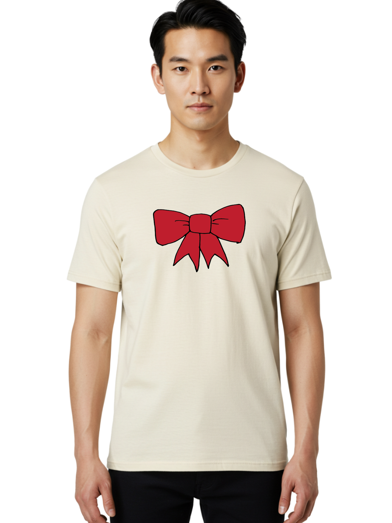 Red-Bow-4 Men'S Graphic Tee, 100% Cotton, Comfortable Casual Summer Wear, Machine Washable, Red Bow, Gift Decoration, Festive Symbol, Ribbon Accessory, Holiday Decor, Christmas Gift, Elegant Design Aab069 8