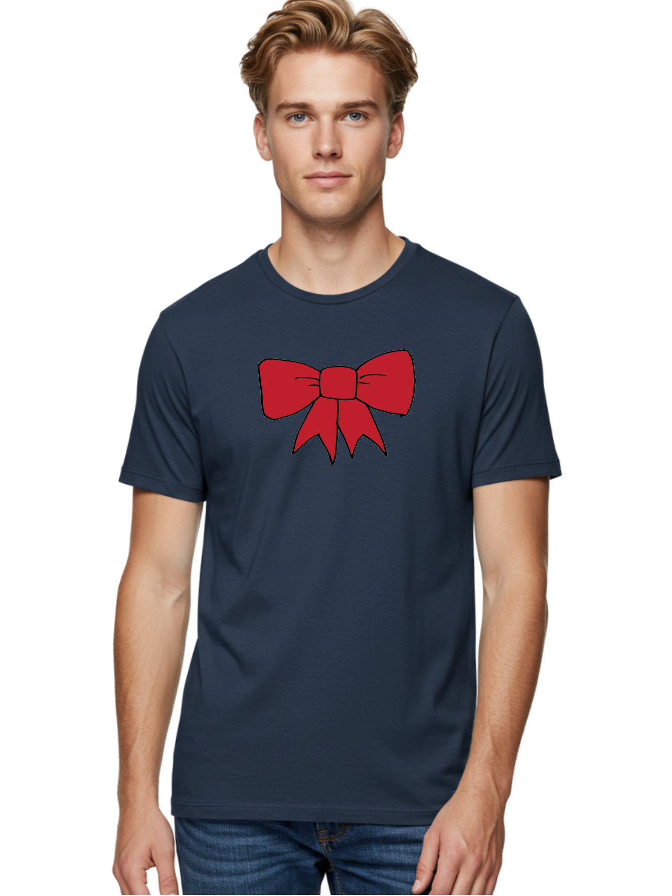 Red-Bow-4 Men'S Graphic Tee, 100% Cotton, Comfortable Casual Summer Wear, Machine Washable, Red Bow, Gift Decoration, Festive Symbol, Ribbon Accessory, Holiday Decor, Christmas Gift, Elegant Design Aab069 6