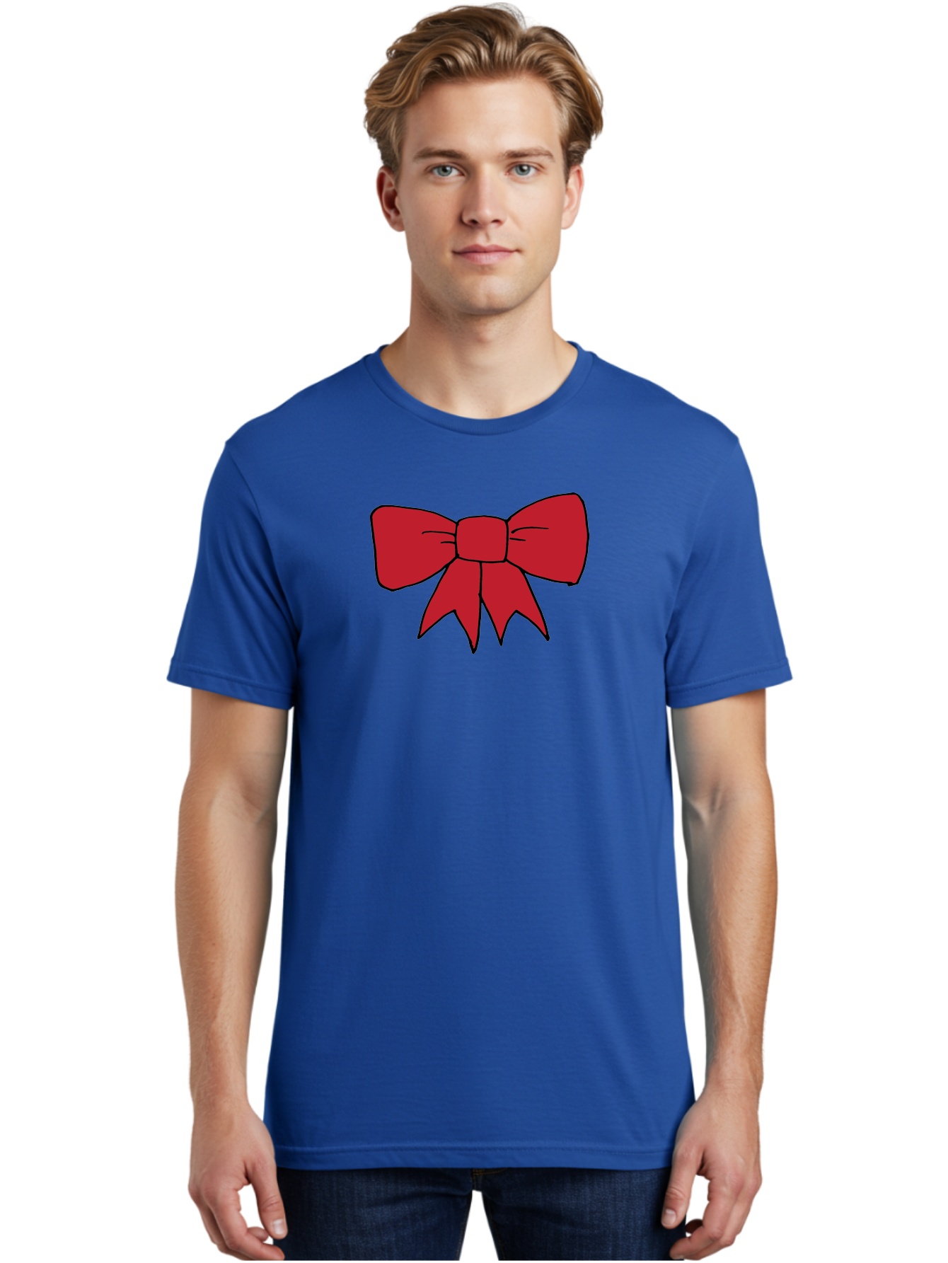 Red-Bow-4 Men'S Graphic Tee, 100% Cotton, Comfortable Casual Summer Wear, Machine Washable, Red Bow, Gift Decoration, Festive Symbol, Ribbon Accessory, Holiday Decor, Christmas Gift, Elegant Design Aab069 28
