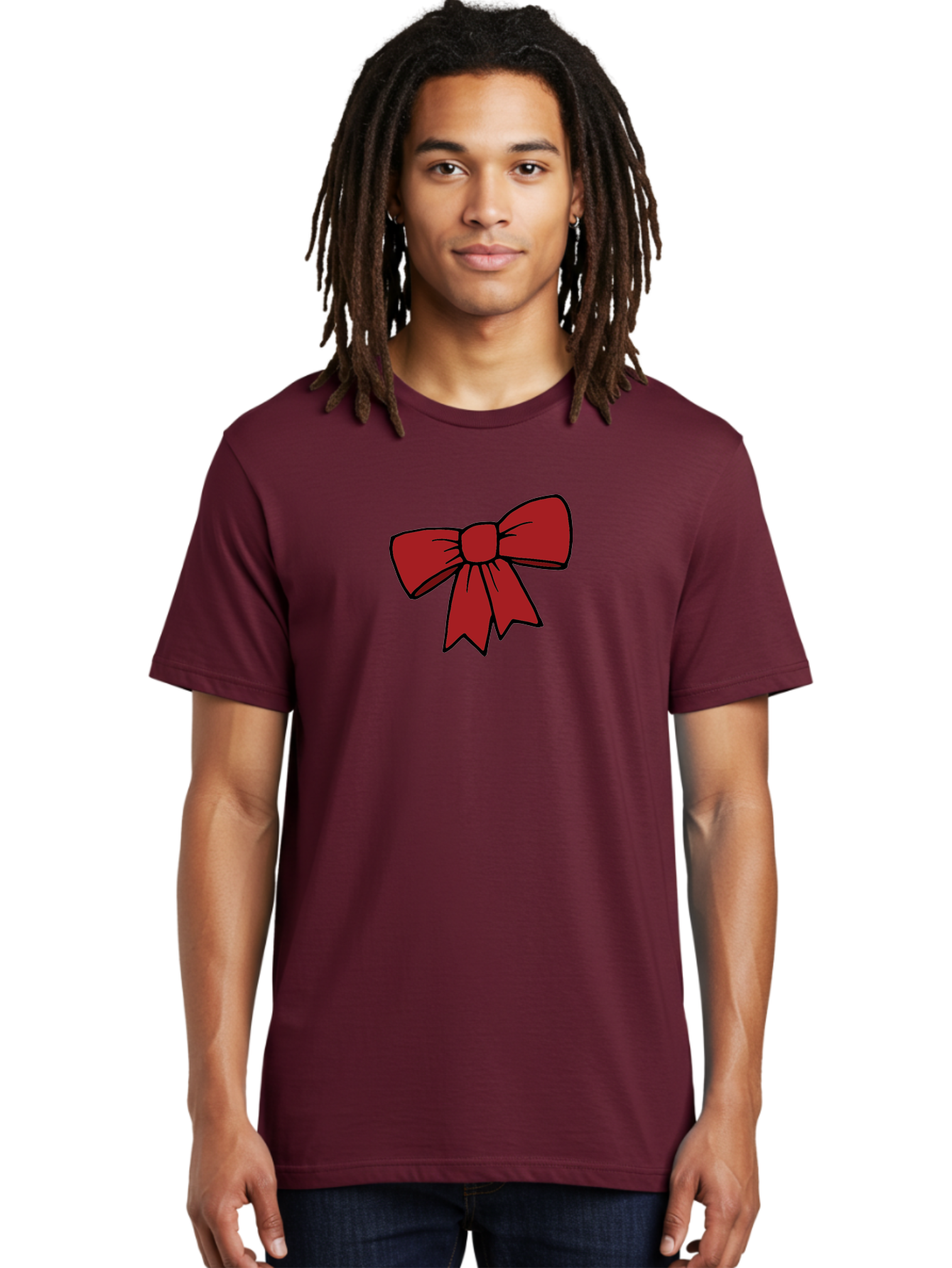 Red-Bow Men'S Graphic Tee, 100% Cotton, Comfortable Casual Summer Wear, Machine Washable, Red Bow, Gift Wrapping, Present Decoration, Festive Ribbon, Holiday Decor, Celebratory Bow, Party Favors Aab070 14
