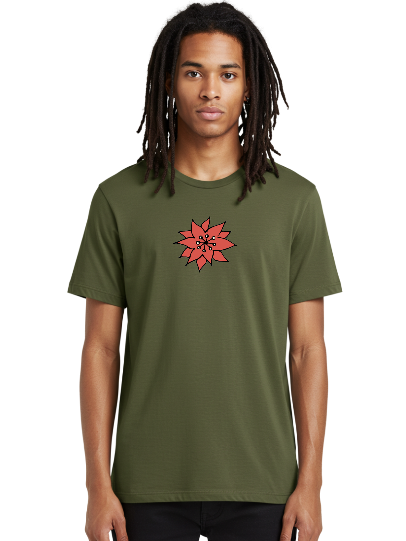 Red-Flower-1 Men'S Graphic Tee, 100% Cotton, Comfortable Casual Summer Wear, Machine Washable, Red Flower Illustration, Floral Design, Minimalist Art, Botanical Graphic, Simple Shapes, Stylized Bloom, Graphic Design Element Aab079 16