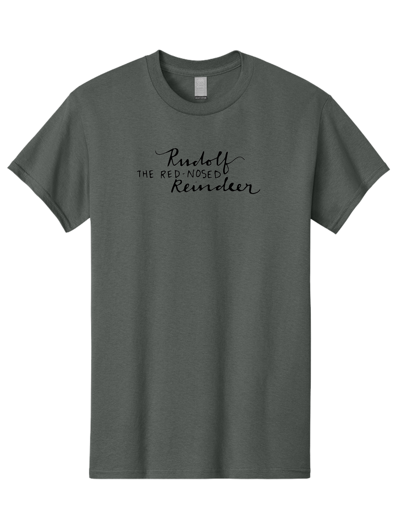 Rudolf-The-Red-Nosed-Reindeer Men'S Graphic Tee, 100% Cotton, Comfortable Casual Summer Wear, Machine Washable, Rudolf The Red-Nosed Reindeer, Christmas Classic, Holiday Cheer, Festive Font, Black Typography, Christmas Character Aab089 27