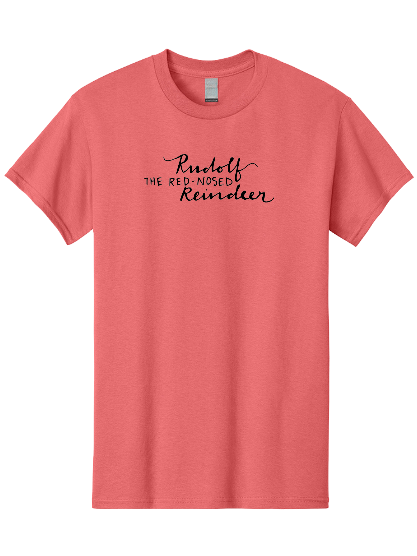 Rudolf-The-Red-Nosed-Reindeer Men'S Graphic Tee, 100% Cotton, Comfortable Casual Summer Wear, Machine Washable, Rudolf The Red-Nosed Reindeer, Christmas Classic, Holiday Cheer, Festive Font, Black Typography, Christmas Character Aab089 19