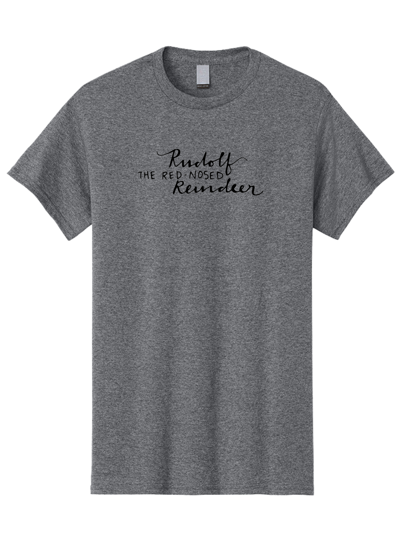 Rudolf-The-Red-Nosed-Reindeer Men'S Graphic Tee, 100% Cotton, Comfortable Casual Summer Wear, Machine Washable, Rudolf The Red-Nosed Reindeer, Christmas Classic, Holiday Cheer, Festive Font, Black Typography, Christmas Character Aab089 25
