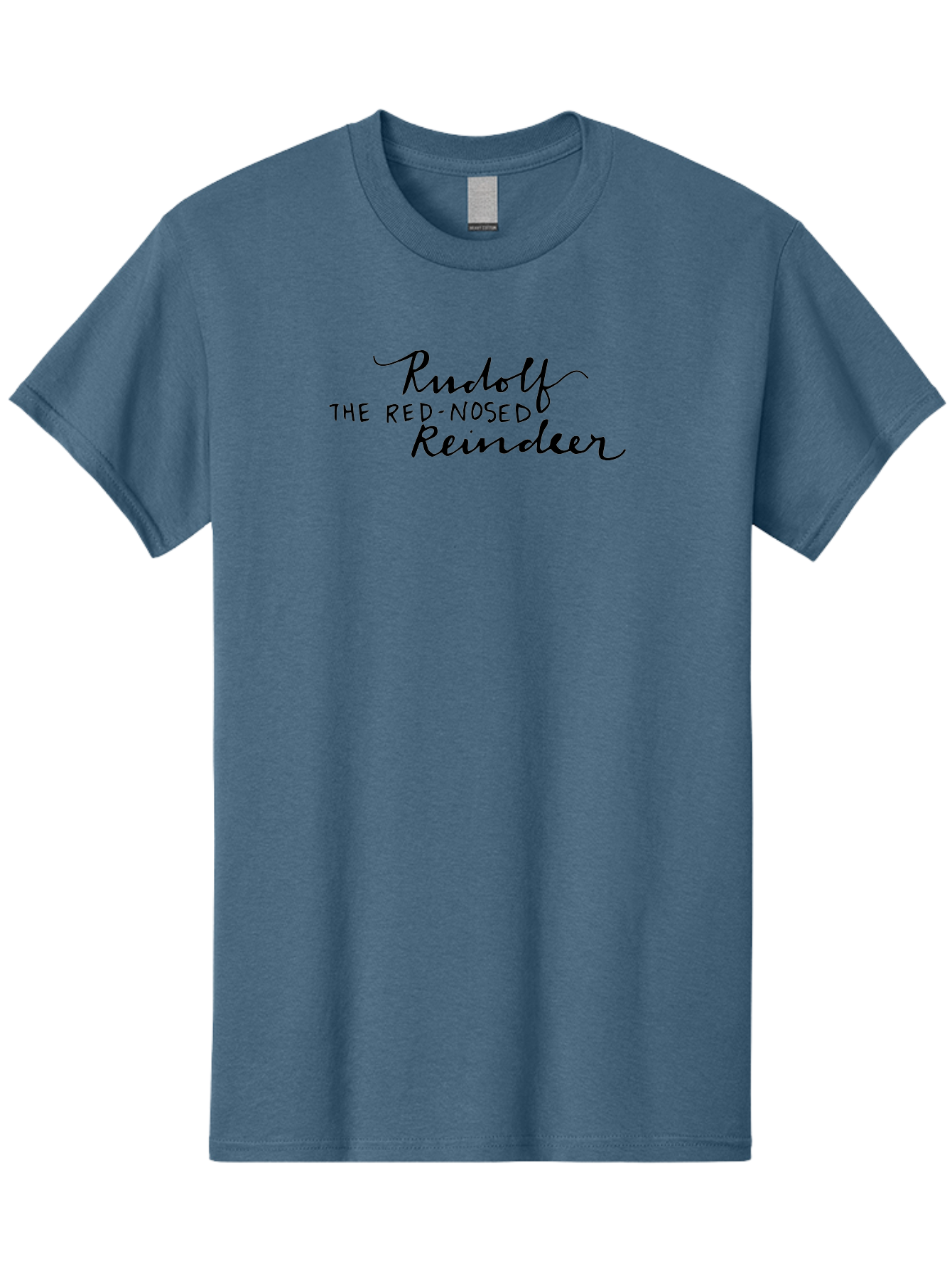 Rudolf-The-Red-Nosed-Reindeer Men'S Graphic Tee, 100% Cotton, Comfortable Casual Summer Wear, Machine Washable, Rudolf The Red-Nosed Reindeer, Christmas Classic, Holiday Cheer, Festive Font, Black Typography, Christmas Character Aab089 17