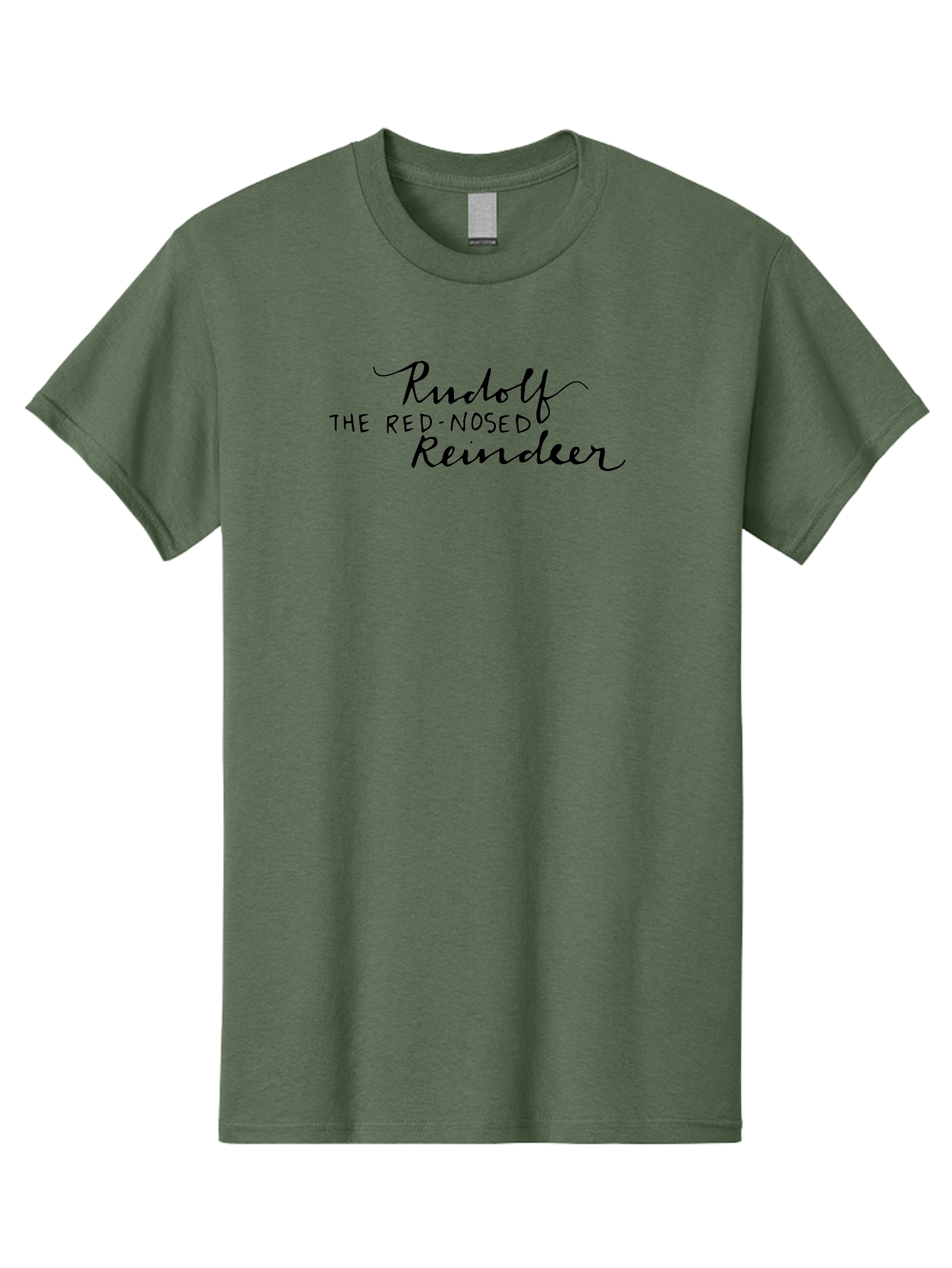 Rudolf-The-Red-Nosed-Reindeer Men'S Graphic Tee, 100% Cotton, Comfortable Casual Summer Wear, Machine Washable, Rudolf The Red-Nosed Reindeer, Christmas Classic, Holiday Cheer, Festive Font, Black Typography, Christmas Character Aab089 23