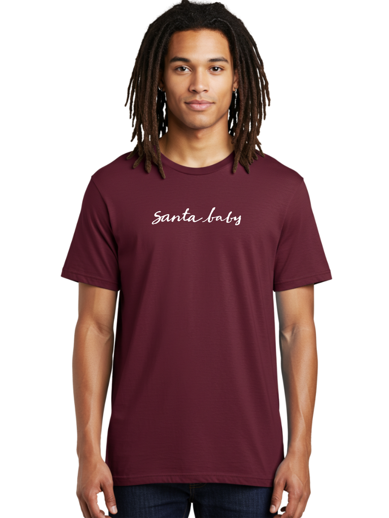 Santa-Baby Men'S Graphic Tee, 100% Cotton, Comfortable Casual Summer Wear, Machine Washable, Santa Baby, Christmas Phrase, Festive Text, White Cursive Font, Holiday Greetings, Seasonal Phrase, Cute Lettering, Merry Christmas Aab092 28