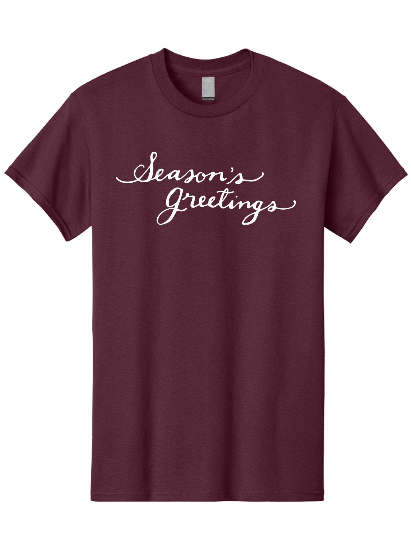 Season-S-Greetings Men'S Graphic Tee, 100% Cotton, Comfortable Casual Summer Wear, Machine Washable, Season'S Greetings, Holiday Message, Festive Greeting, Christmas Wishes, White Cursive Text, Elegant Script, Winter Season Aab100 3