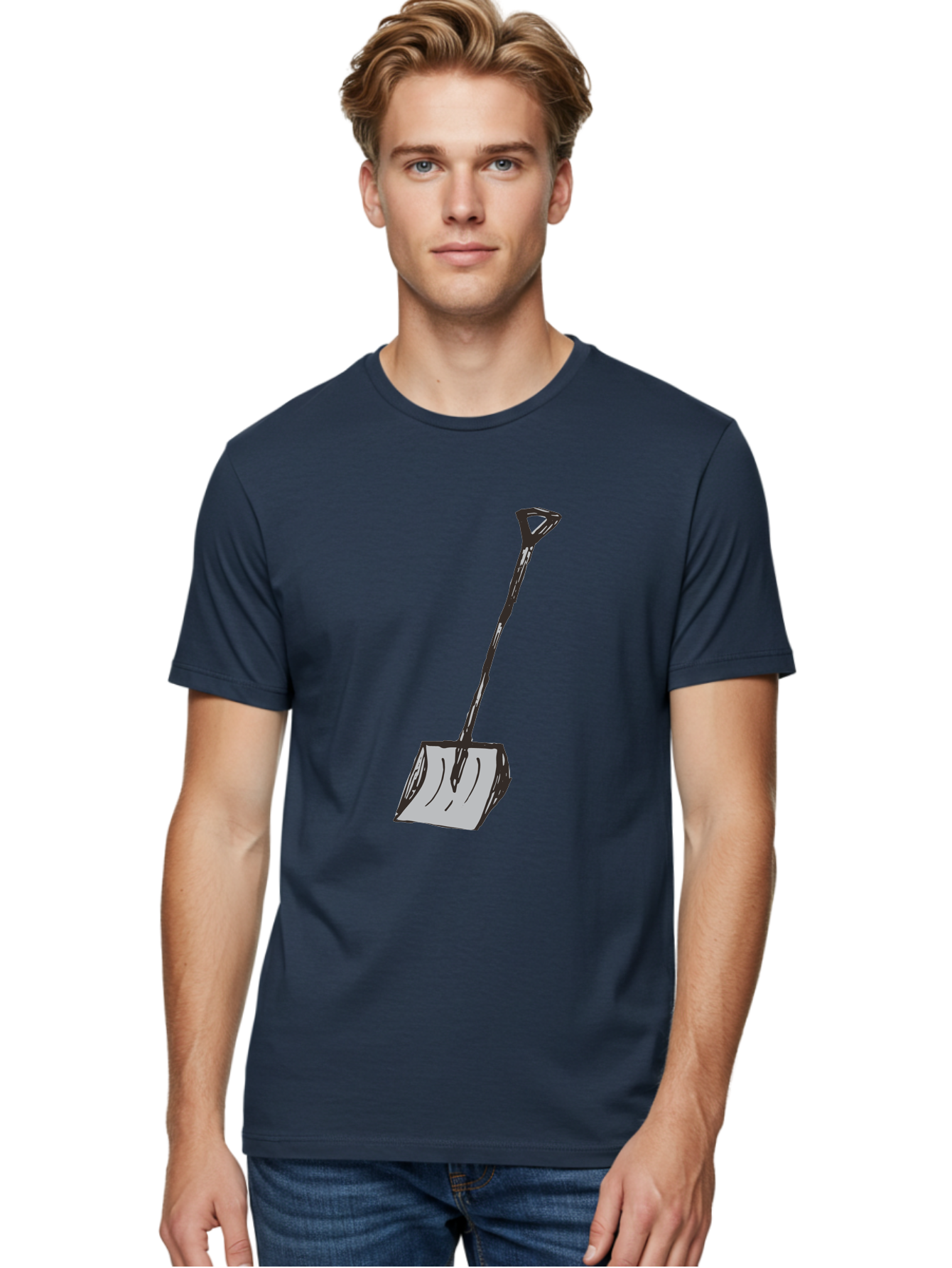 Shovel-1 Men'S Graphic Tee, 100% Cotton, Comfortable Casual Summer Wear, Machine Washable, Handheld Shovel, Gardening Tool, Digging Equipment, Metal Handle, Curved Blade, Rectangular Head, Simple Design, Illustration Style, Black Outline Aab101 20