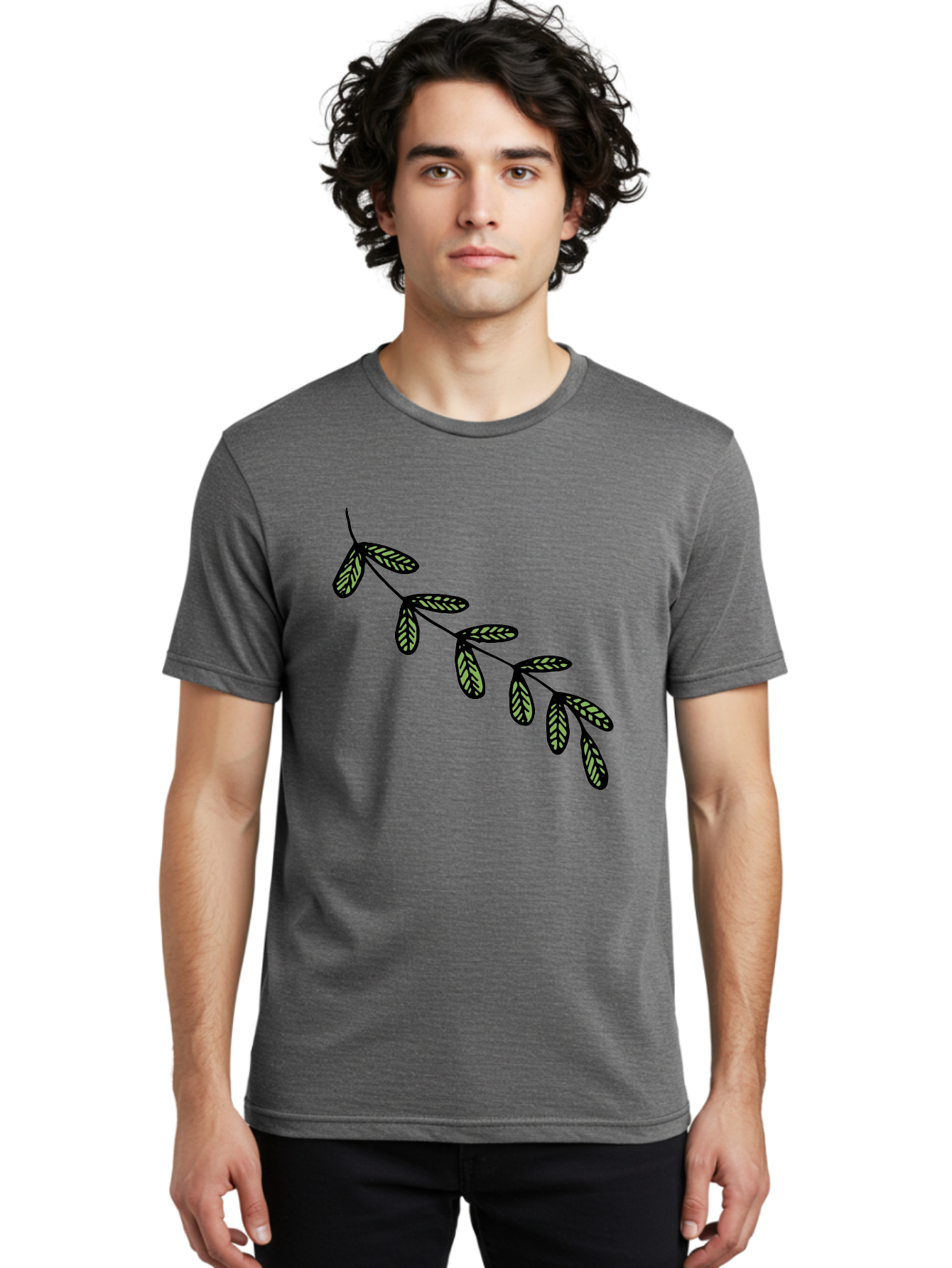 Simple-Leaves Men'S Graphic Tee, 100% Cotton, Comfortable Casual Summer Wear, Machine Washable, Simple Leaf Illustration, Minimalist Leaf Design, Black Leaves, Leaf Pattern, Botanical Art, Leaf Texture, Nature-Inspired Graphics Aab104 10
