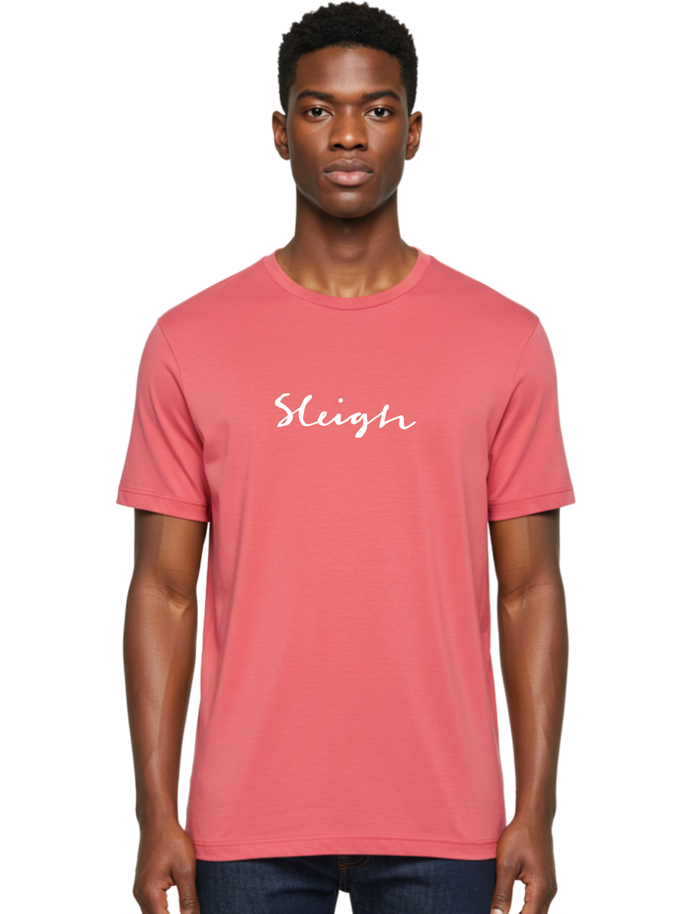 Sleigh-1 Men'S Graphic Tee, 100% Cotton, Comfortable Casual Summer Wear, Machine Washable, Sleigh, Festive, Holiday, Winter Season, Cursive Text, White Font, Christmas Theme, Seasonal Decoration Aab105 28