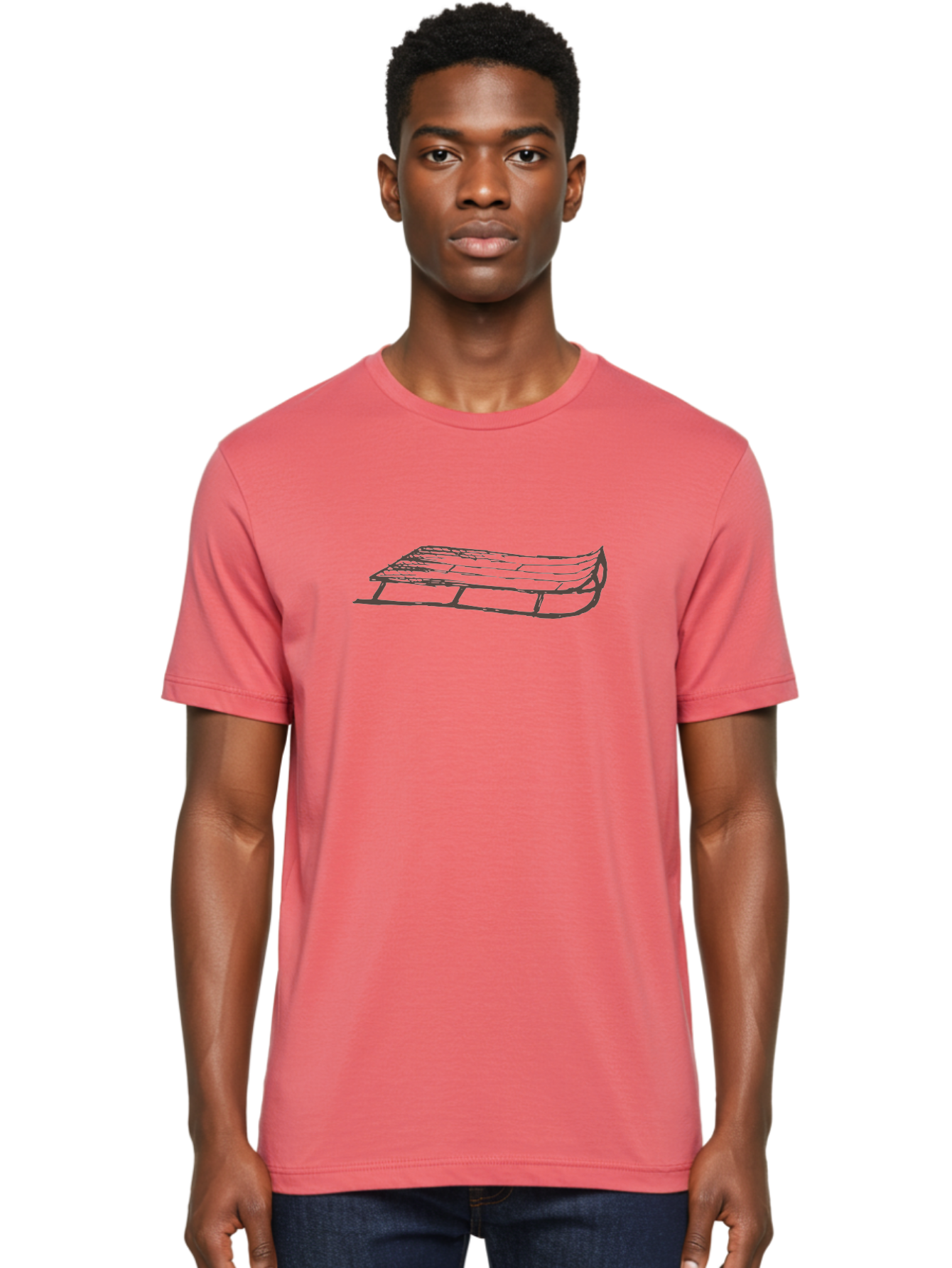 Sleigh Men'S Graphic Tee, 100% Cotton, Comfortable Casual Summer Wear, Machine Washable, Winter Sled, Festive Season, Snow Ride, Joyful Activity, Wooden Frame, Curved Runners, Holiday Fun, Winter Sport, Snowy Landscape, Cold Weather, Aab109 4
