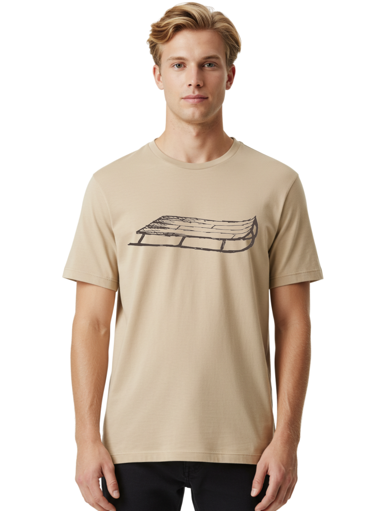 Sleigh Men'S Graphic Tee, 100% Cotton, Comfortable Casual Summer Wear, Machine Washable, Winter Sled, Festive Season, Snow Ride, Joyful Activity, Wooden Frame, Curved Runners, Holiday Fun, Winter Sport, Snowy Landscape, Cold Weather, Aab109 10