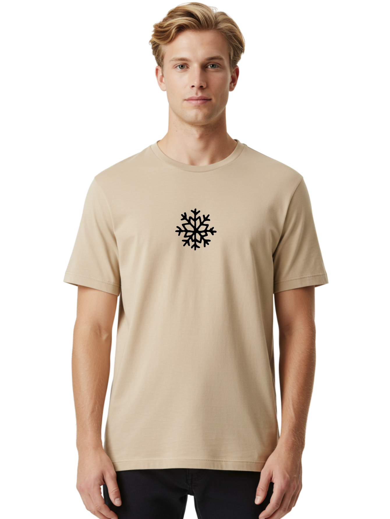 Snowflake-3 Men'S Graphic Tee, 100% Cotton, Comfortable Casual Summer Wear, Machine Washable, Black Snowflake, Symmetrical Shape, Winter Symbol, Frosty Design, Delicate Pattern, Snowfall Icon, Winter Wonderland Aab114 30
