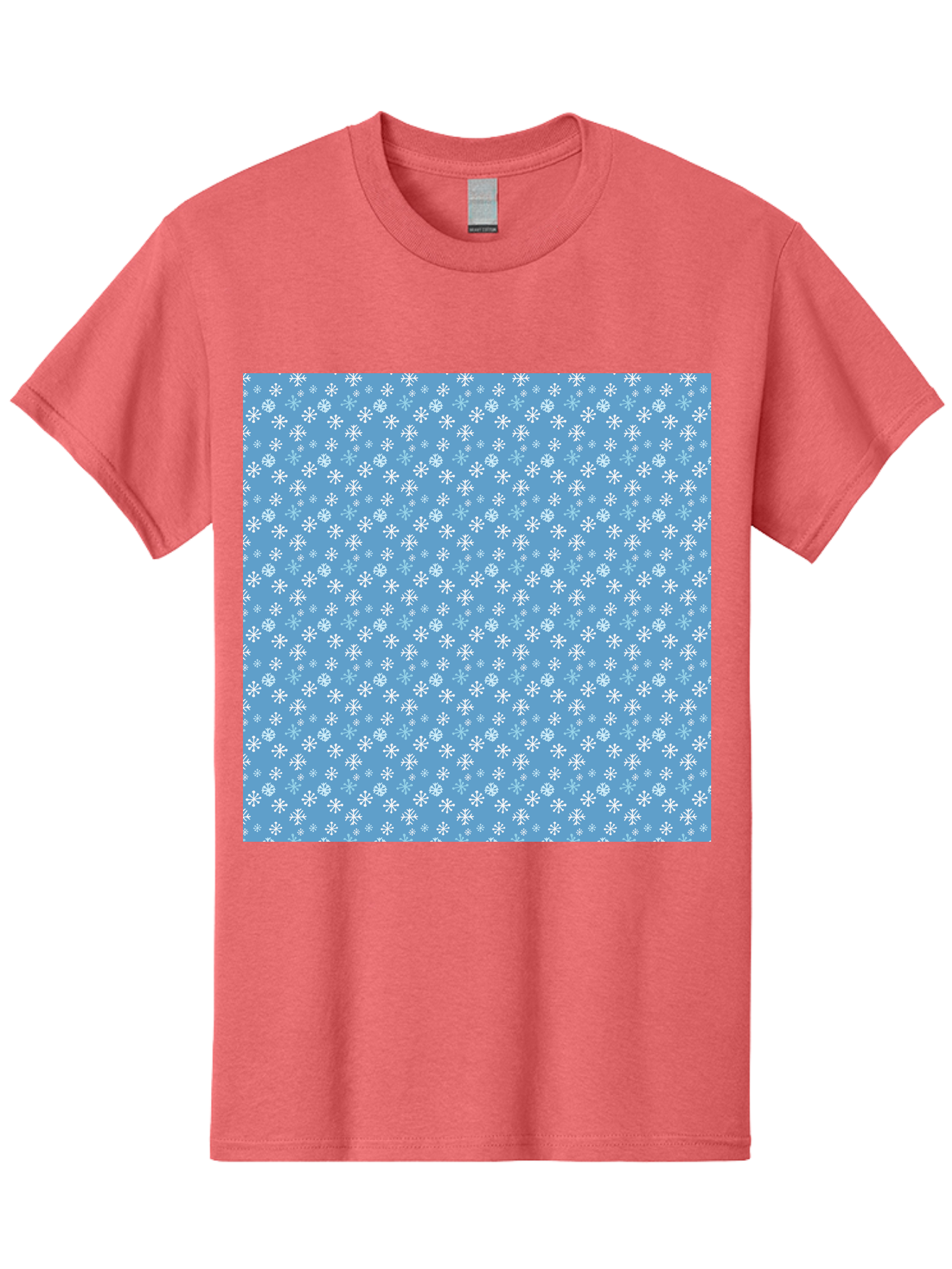 Snowflake-Pattern Men'S Graphic Tee, 100% Cotton, Comfortable Casual Summer Wear, Machine Washable, Snowflakes Pattern, White Snowflakes, Blue Background, Winter Theme, Festive Design, Delicate Snowflakes, Intricate Patterns, Holiday Decor, Aab121 25
