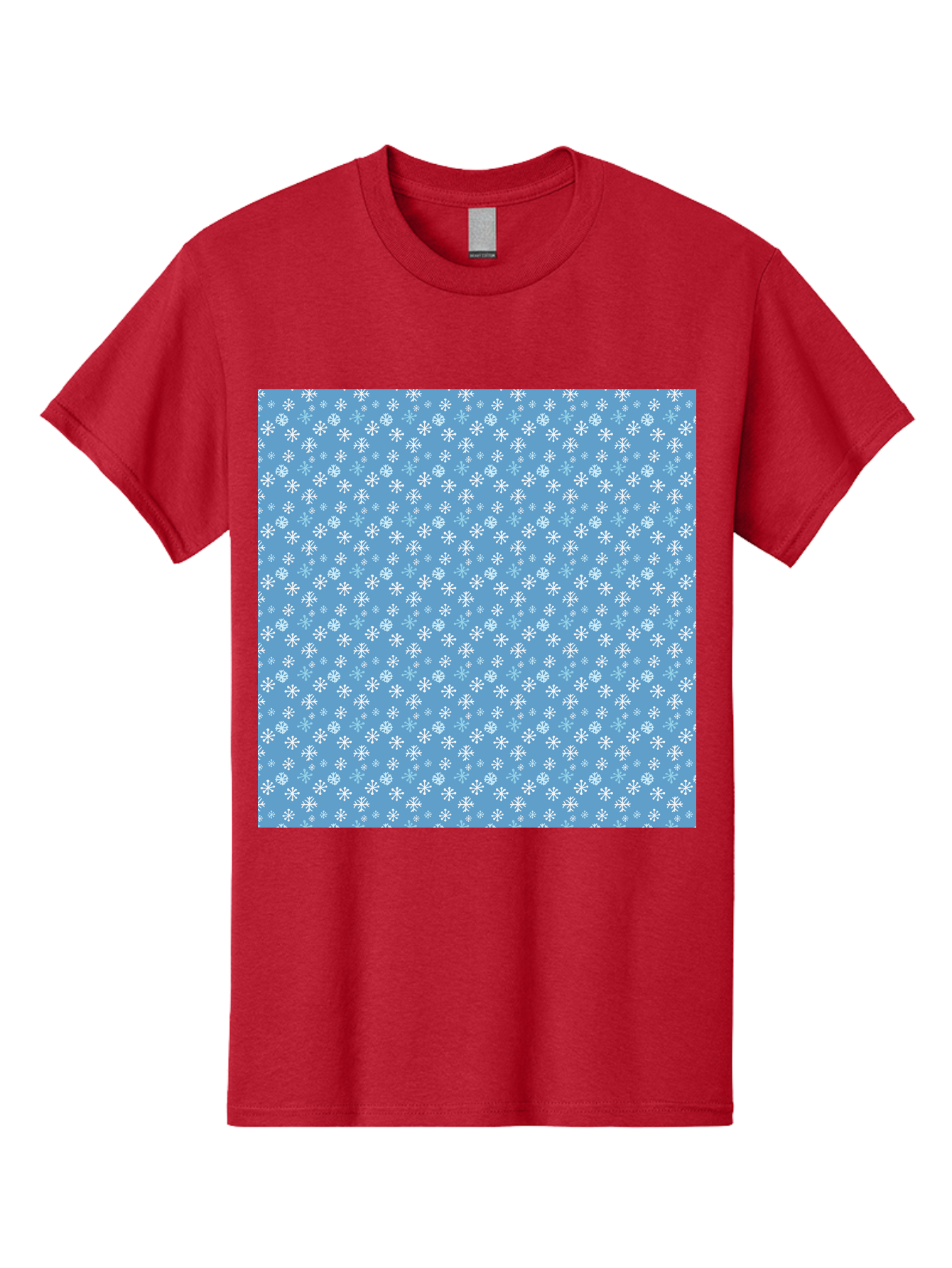 Snowflake-Pattern Men'S Graphic Tee, 100% Cotton, Comfortable Casual Summer Wear, Machine Washable, Snowflakes Pattern, White Snowflakes, Blue Background, Winter Theme, Festive Design, Delicate Snowflakes, Intricate Patterns, Holiday Decor, Aab121 29