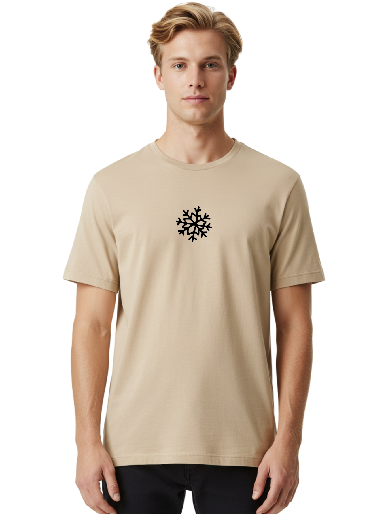 Snowflake Men'S Graphic Tee, 100% Cotton, Comfortable Casual Summer Wear, Machine Washable, Snowflake Graphic, Winter Symbol, Frosty Design, Simple Illustration, Holiday Decor, Christmas Theme, Minimalist Art, Black Silhouette Aab122 22