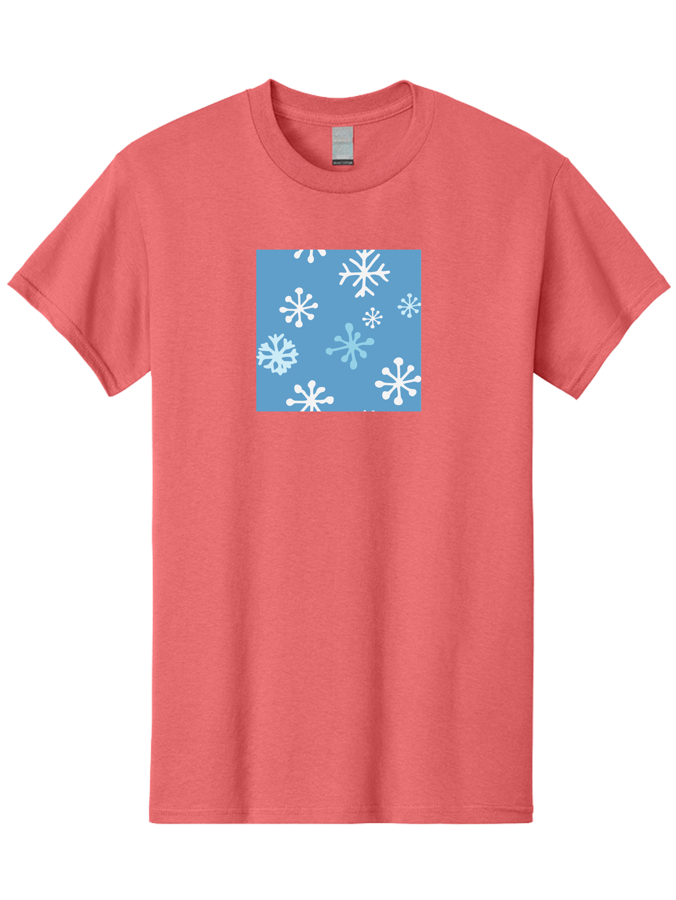 Snowflakes Men'S Graphic Tee, 100% Cotton, Comfortable Casual Summer Wear, Machine Washable, Winter Wonderland, Snowflake Pattern, Festive Design, Blue Background, White Snowflakes, Cold Weather, Snowy Scene, Holiday Theme, Seasonal Graphic, Aab123 5