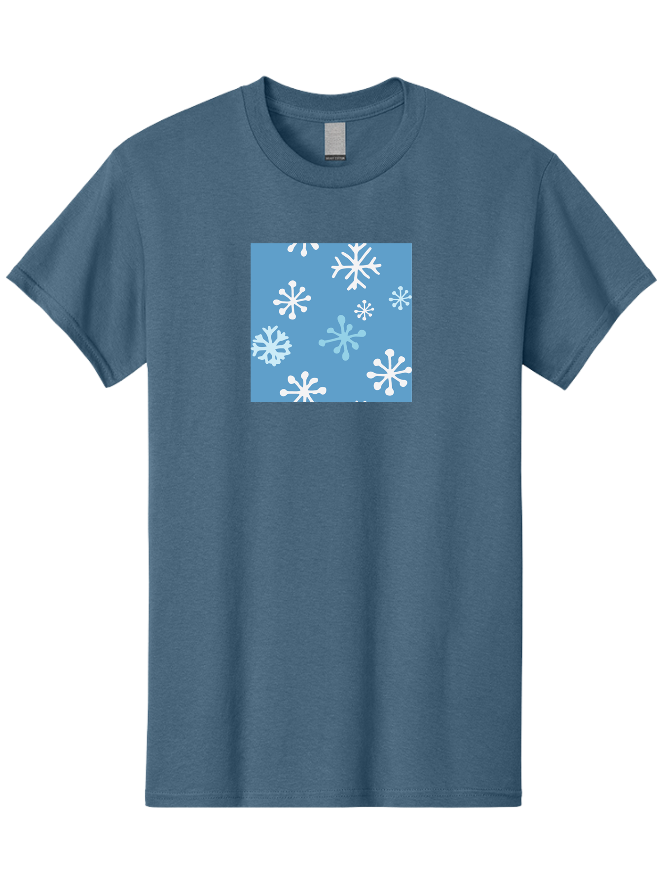 Snowflakes Men'S Graphic Tee, 100% Cotton, Comfortable Casual Summer Wear, Machine Washable, Winter Wonderland, Snowflake Pattern, Festive Design, Blue Background, White Snowflakes, Cold Weather, Snowy Scene, Holiday Theme, Seasonal Graphic, Aab123 11