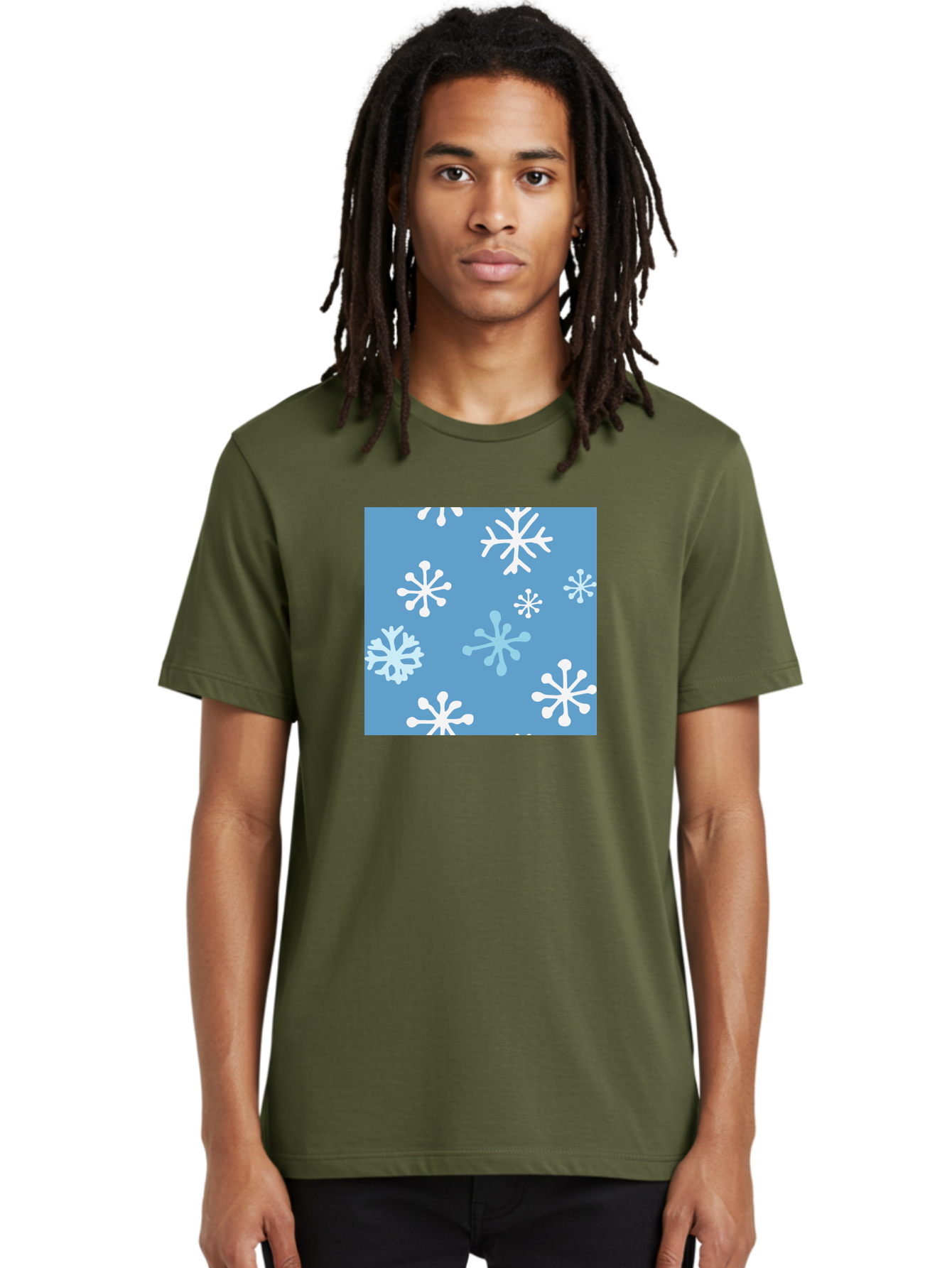 Snowflakes Men'S Graphic Tee, 100% Cotton, Comfortable Casual Summer Wear, Machine Washable, Winter Wonderland, Snowflake Pattern, Festive Design, Blue Background, White Snowflakes, Cold Weather, Snowy Scene, Holiday Theme, Seasonal Graphic, Aab123 16