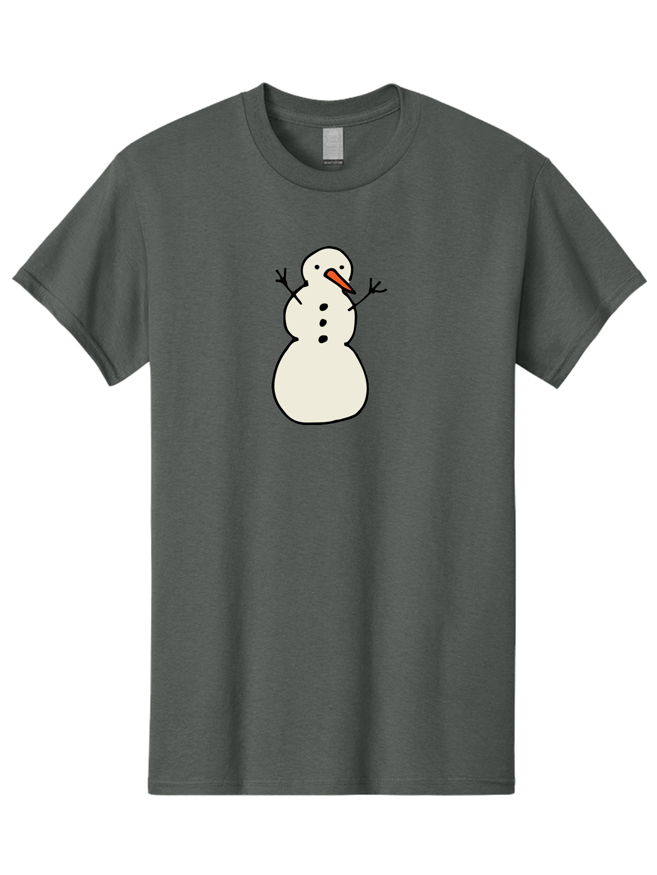 Snowman-1 Men'S Graphic Tee, 100% Cotton, Comfortable Casual Summer Wear, Machine Washable, Cartoon Snowman, White Snowman, Orange Nose, Black Dots, Winter Character, Festive Figure, Snowball Body, Simple Design, Cute Illustration, Aab124 3