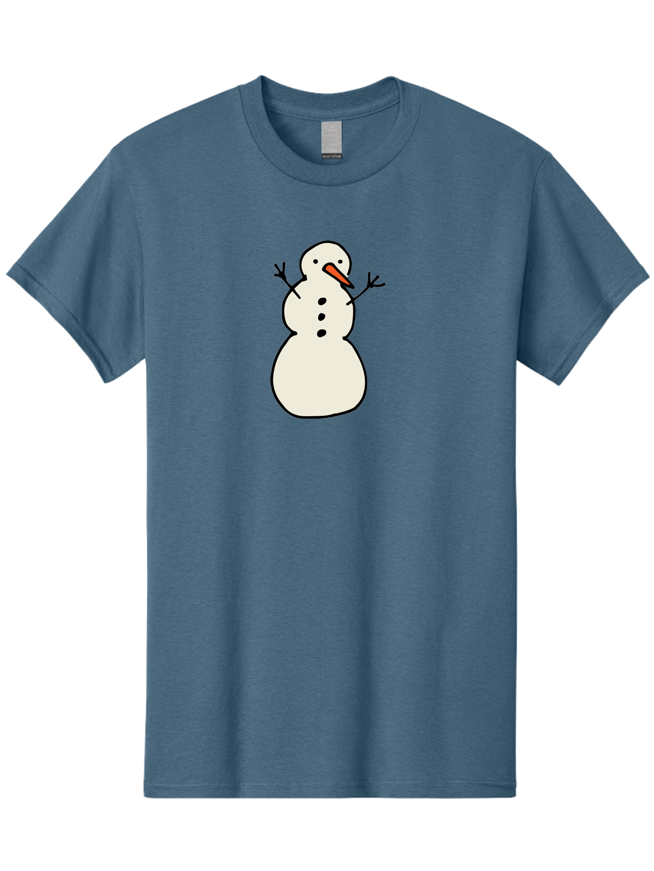 Snowman-1 Men'S Graphic Tee, 100% Cotton, Comfortable Casual Summer Wear, Machine Washable, Cartoon Snowman, White Snowman, Orange Nose, Black Dots, Winter Character, Festive Figure, Snowball Body, Simple Design, Cute Illustration, Aab124 11