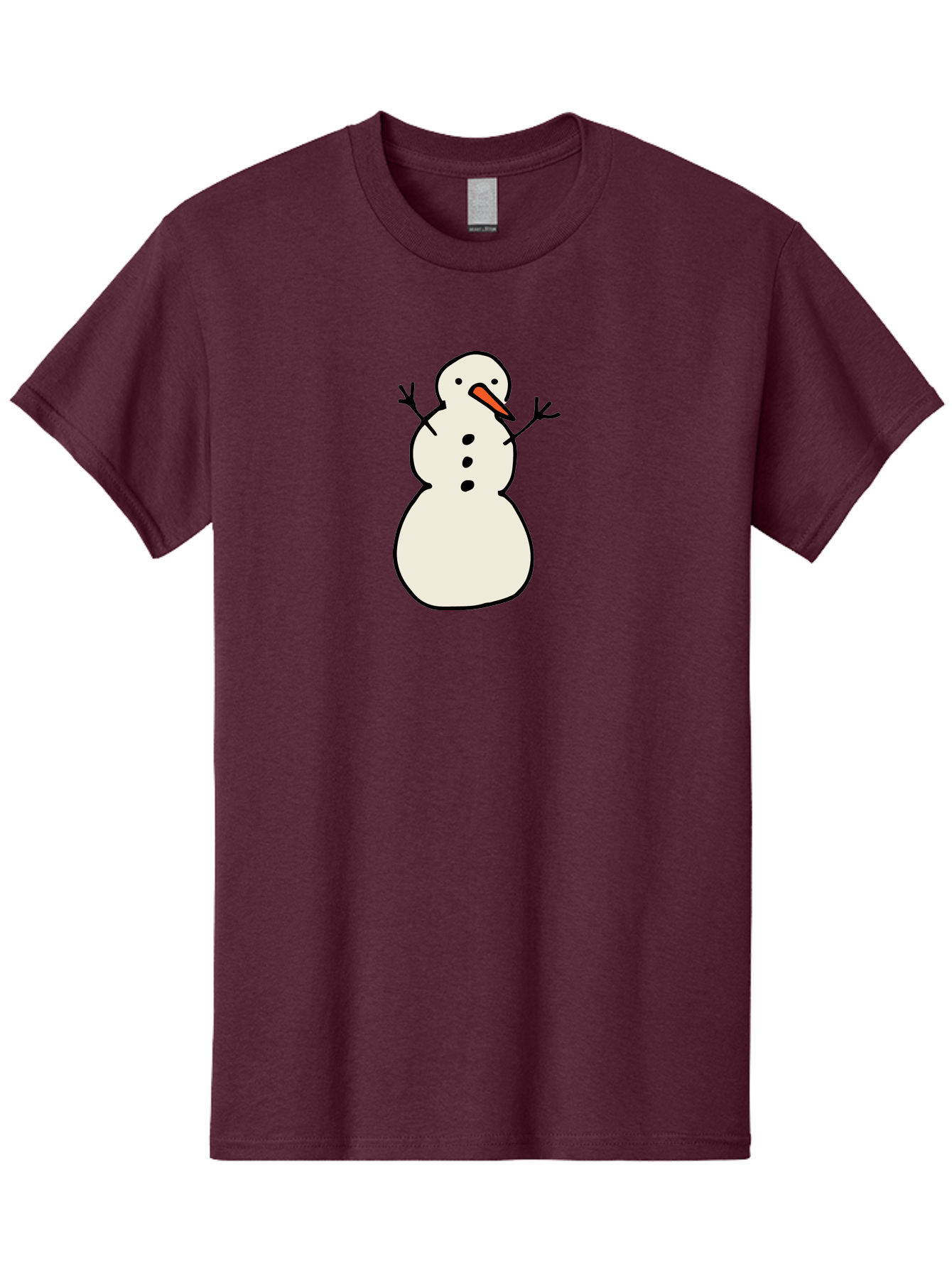 Snowman-1 Men'S Graphic Tee, 100% Cotton, Comfortable Casual Summer Wear, Machine Washable, Cartoon Snowman, White Snowman, Orange Nose, Black Dots, Winter Character, Festive Figure, Snowball Body, Simple Design, Cute Illustration, Aab124 13