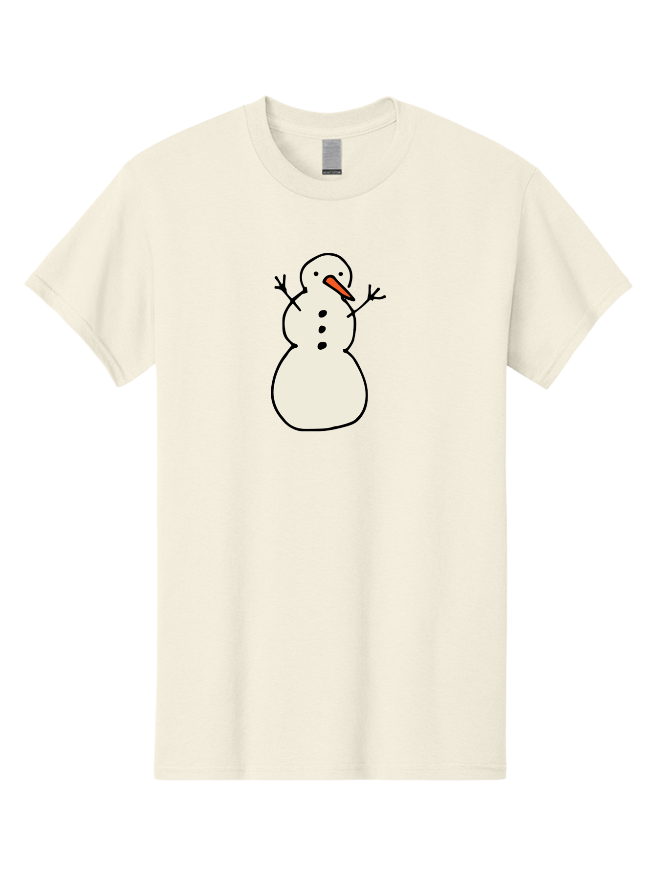 Snowman-1 Men'S Graphic Tee, 100% Cotton, Comfortable Casual Summer Wear, Machine Washable, Cartoon Snowman, White Snowman, Orange Nose, Black Dots, Winter Character, Festive Figure, Snowball Body, Simple Design, Cute Illustration, Aab124 17
