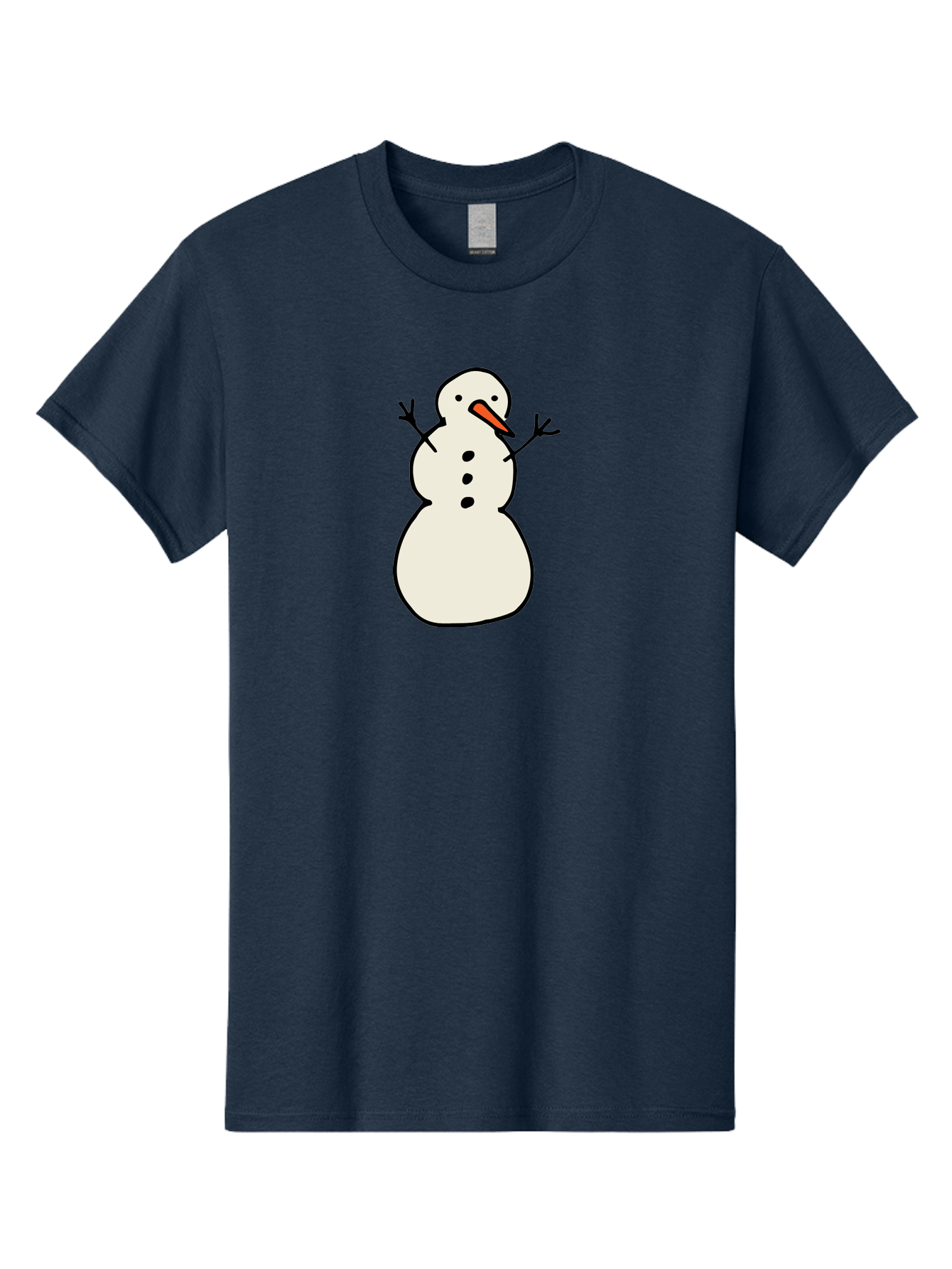 Snowman-1 Men'S Graphic Tee, 100% Cotton, Comfortable Casual Summer Wear, Machine Washable, Cartoon Snowman, White Snowman, Orange Nose, Black Dots, Winter Character, Festive Figure, Snowball Body, Simple Design, Cute Illustration, Aab124 19