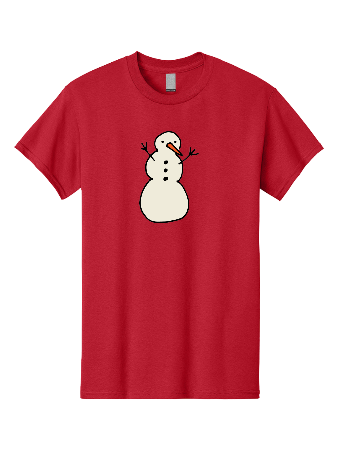 Snowman-1 Men'S Graphic Tee, 100% Cotton, Comfortable Casual Summer Wear, Machine Washable, Cartoon Snowman, White Snowman, Orange Nose, Black Dots, Winter Character, Festive Figure, Snowball Body, Simple Design, Cute Illustration, Aab124 23