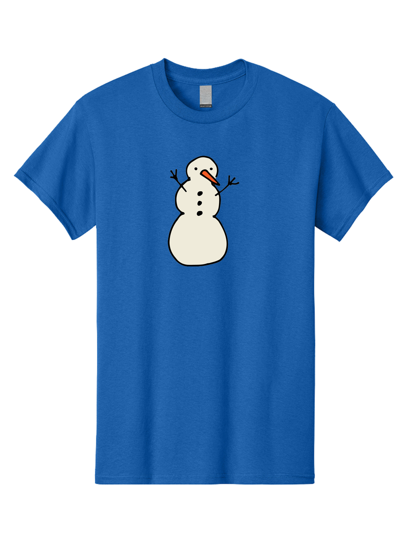 Snowman-1 Men'S Graphic Tee, 100% Cotton, Comfortable Casual Summer Wear, Machine Washable, Cartoon Snowman, White Snowman, Orange Nose, Black Dots, Winter Character, Festive Figure, Snowball Body, Simple Design, Cute Illustration, Aab124 25