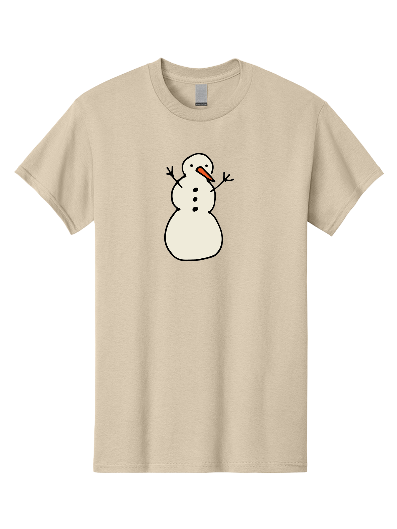 Snowman-1 Men'S Graphic Tee, 100% Cotton, Comfortable Casual Summer Wear, Machine Washable, Cartoon Snowman, White Snowman, Orange Nose, Black Dots, Winter Character, Festive Figure, Snowball Body, Simple Design, Cute Illustration, Aab124 27