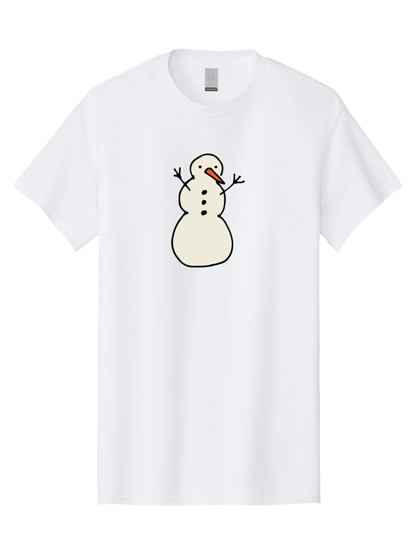 Snowman-1 Men'S Graphic Tee, 100% Cotton, Comfortable Casual Summer Wear, Machine Washable, Cartoon Snowman, White Snowman, Orange Nose, Black Dots, Winter Character, Festive Figure, Snowball Body, Simple Design, Cute Illustration, Aab124 29