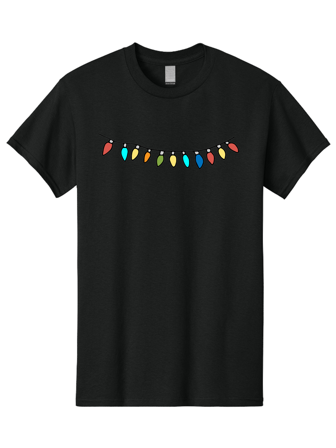 String-Lights Men'S Graphic Tee, 100% Cotton, Comfortable Casual Summer Wear, Machine Washable, String Of Christmas Lights, Festive Decorations, Holiday Decor, Colorful Lights, Christmas Celebration, Winter Wonderland, Festive Atmosphere Aab139 9