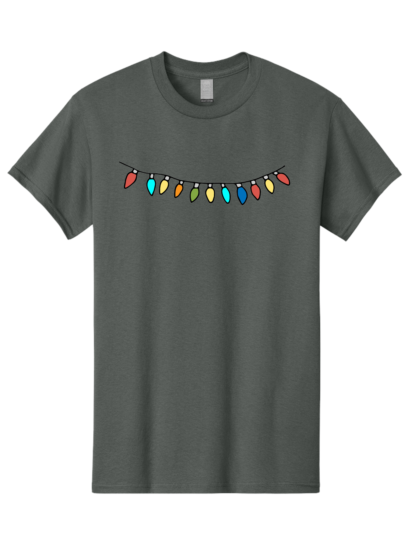 String-Lights Men'S Graphic Tee, 100% Cotton, Comfortable Casual Summer Wear, Machine Washable, String Of Christmas Lights, Festive Decorations, Holiday Decor, Colorful Lights, Christmas Celebration, Winter Wonderland, Festive Atmosphere Aab139 5