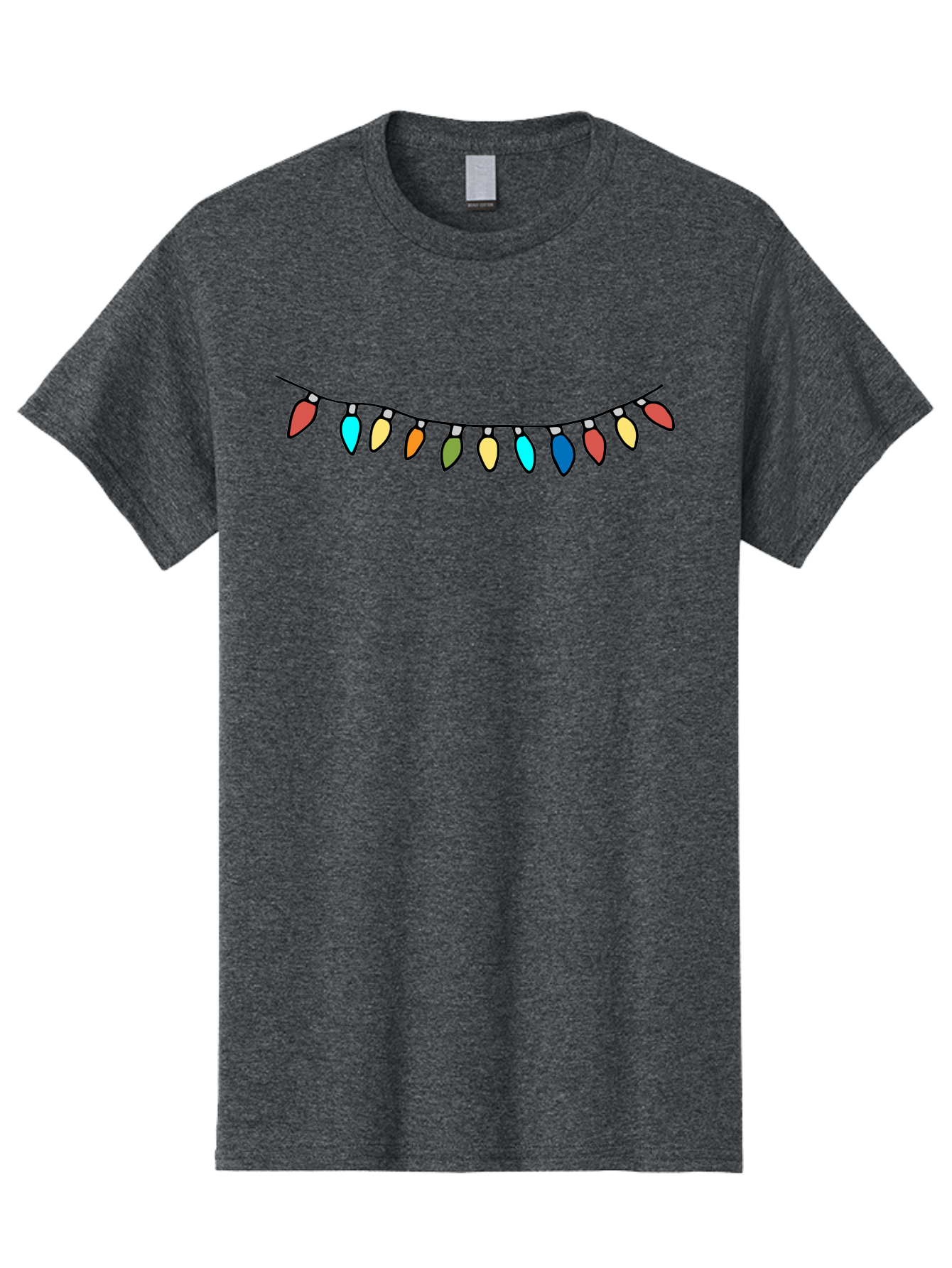 String-Lights Men'S Graphic Tee, 100% Cotton, Comfortable Casual Summer Wear, Machine Washable, String Of Christmas Lights, Festive Decorations, Holiday Decor, Colorful Lights, Christmas Celebration, Winter Wonderland, Festive Atmosphere Aab139 13