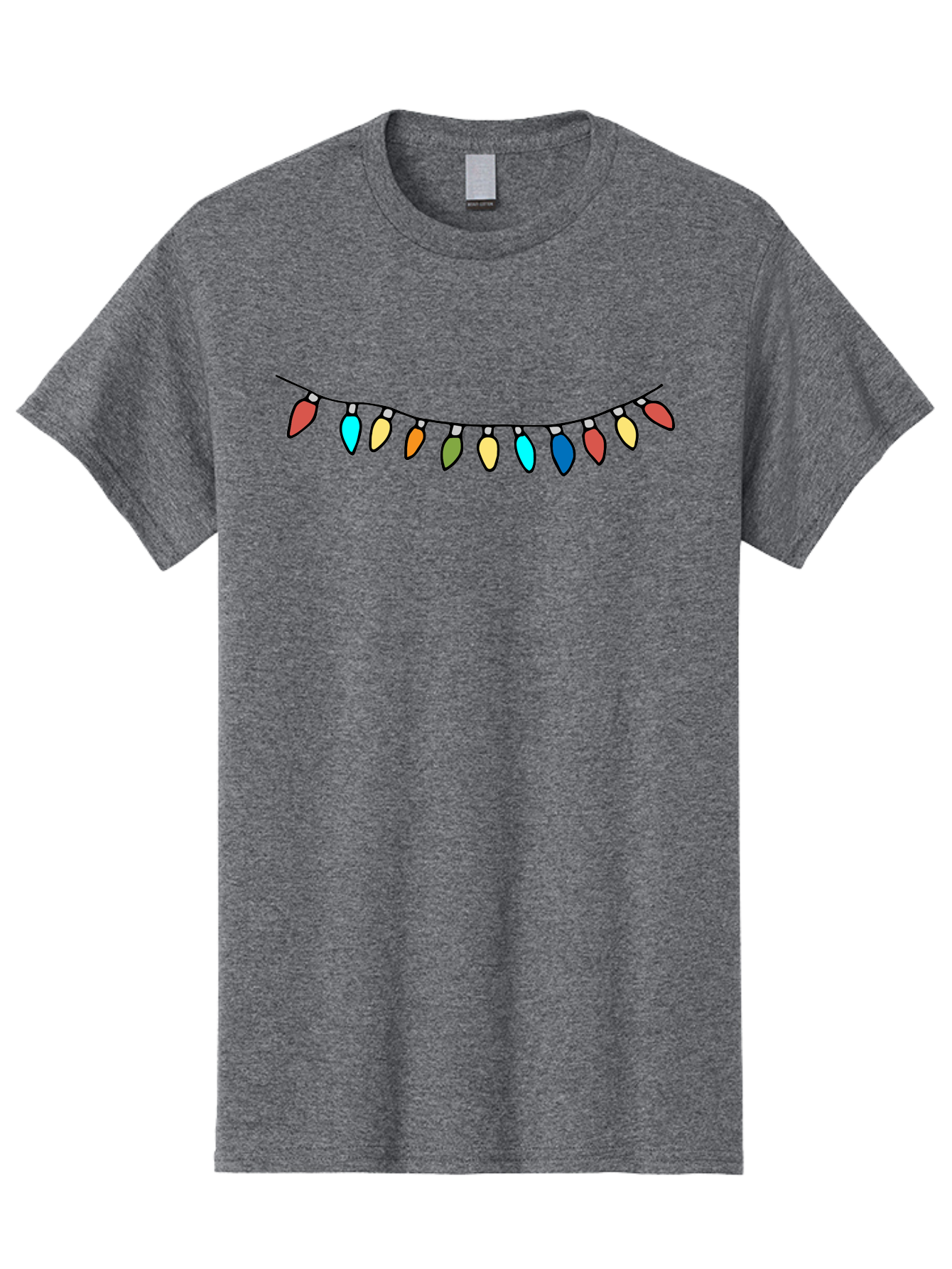 String-Lights Men'S Graphic Tee, 100% Cotton, Comfortable Casual Summer Wear, Machine Washable, String Of Christmas Lights, Festive Decorations, Holiday Decor, Colorful Lights, Christmas Celebration, Winter Wonderland, Festive Atmosphere Aab139 21