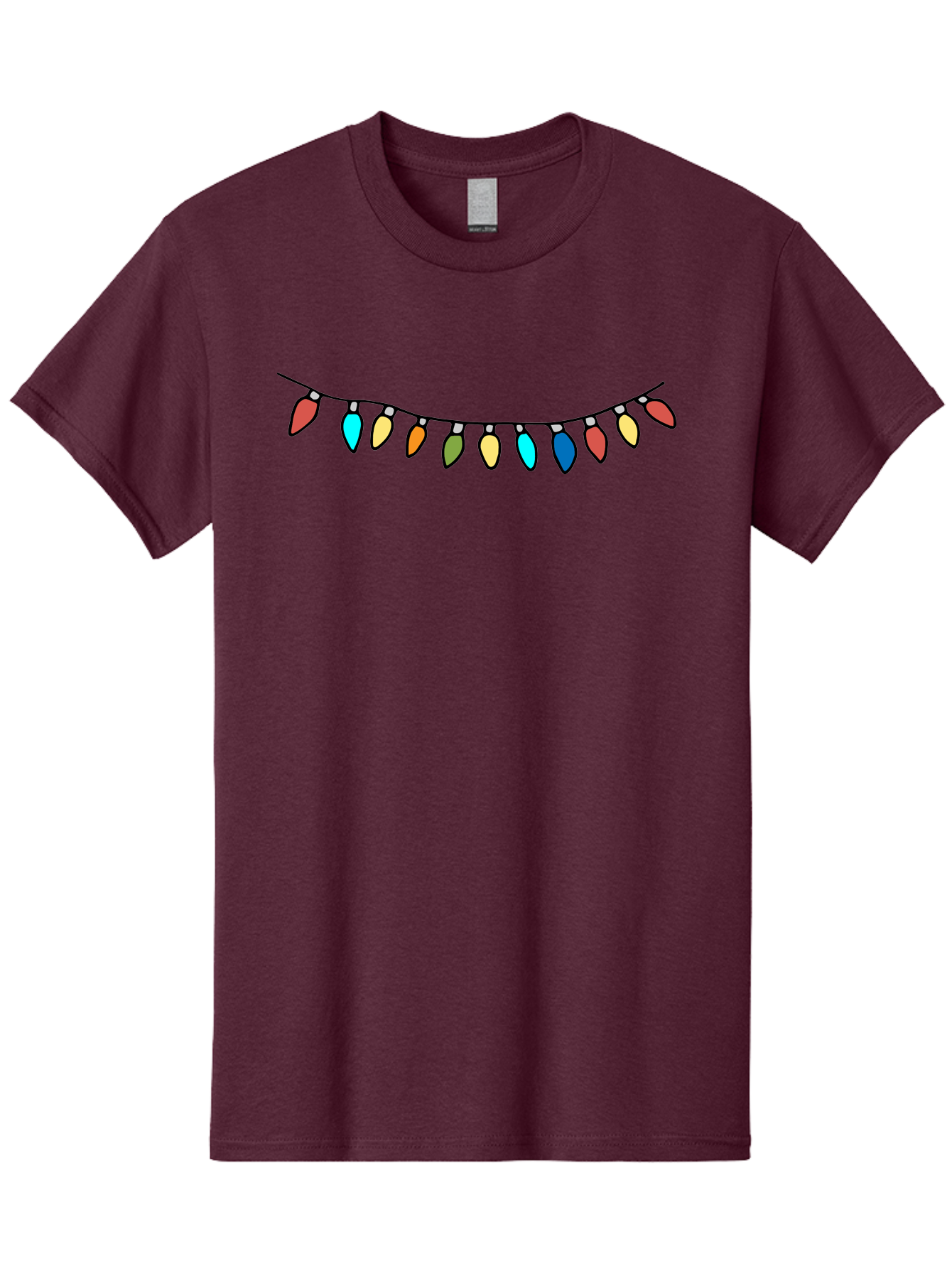 String-Lights Men'S Graphic Tee, 100% Cotton, Comfortable Casual Summer Wear, Machine Washable, String Of Christmas Lights, Festive Decorations, Holiday Decor, Colorful Lights, Christmas Celebration, Winter Wonderland, Festive Atmosphere Aab139 15